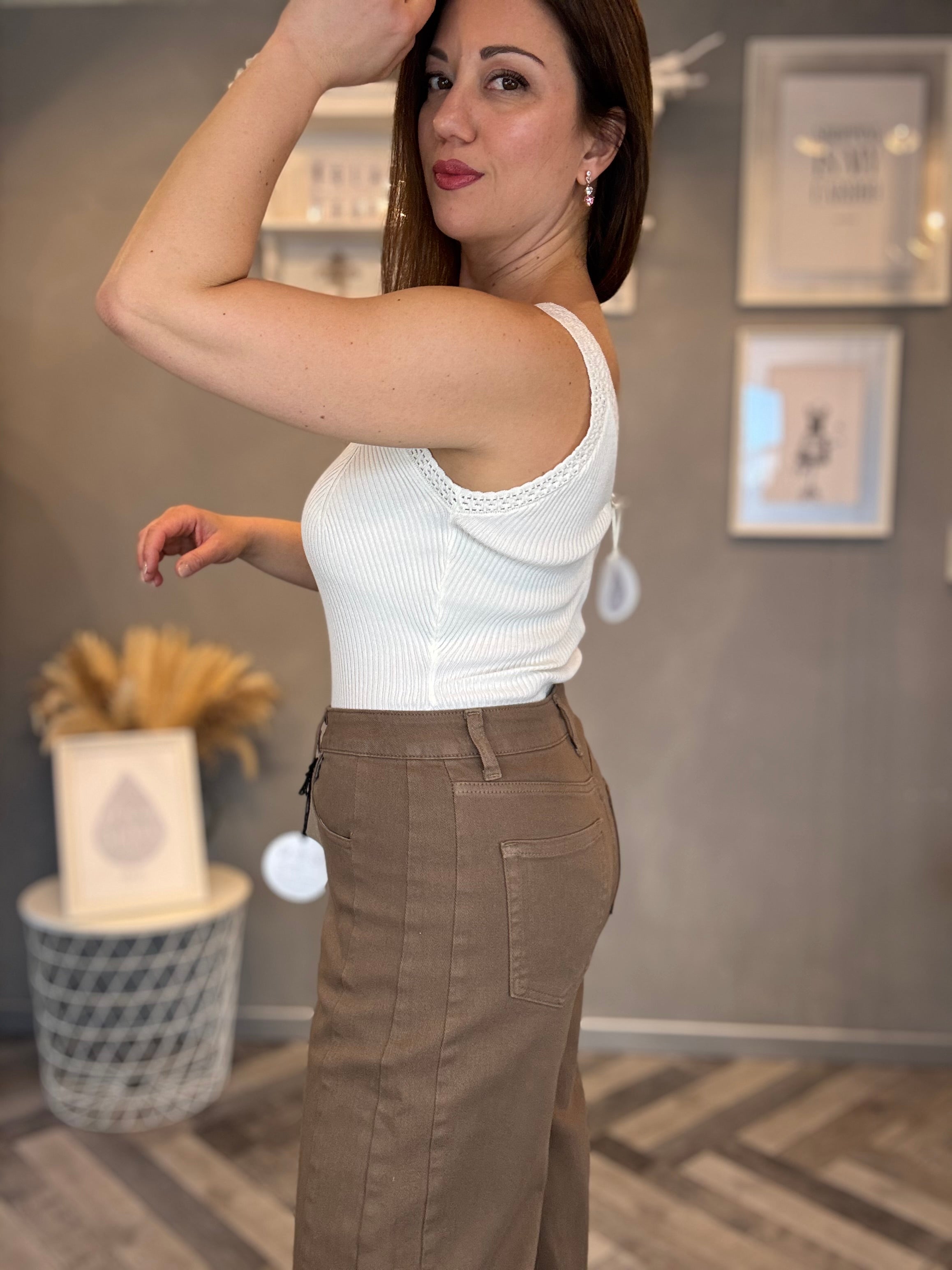 Jeans barrel tortora
