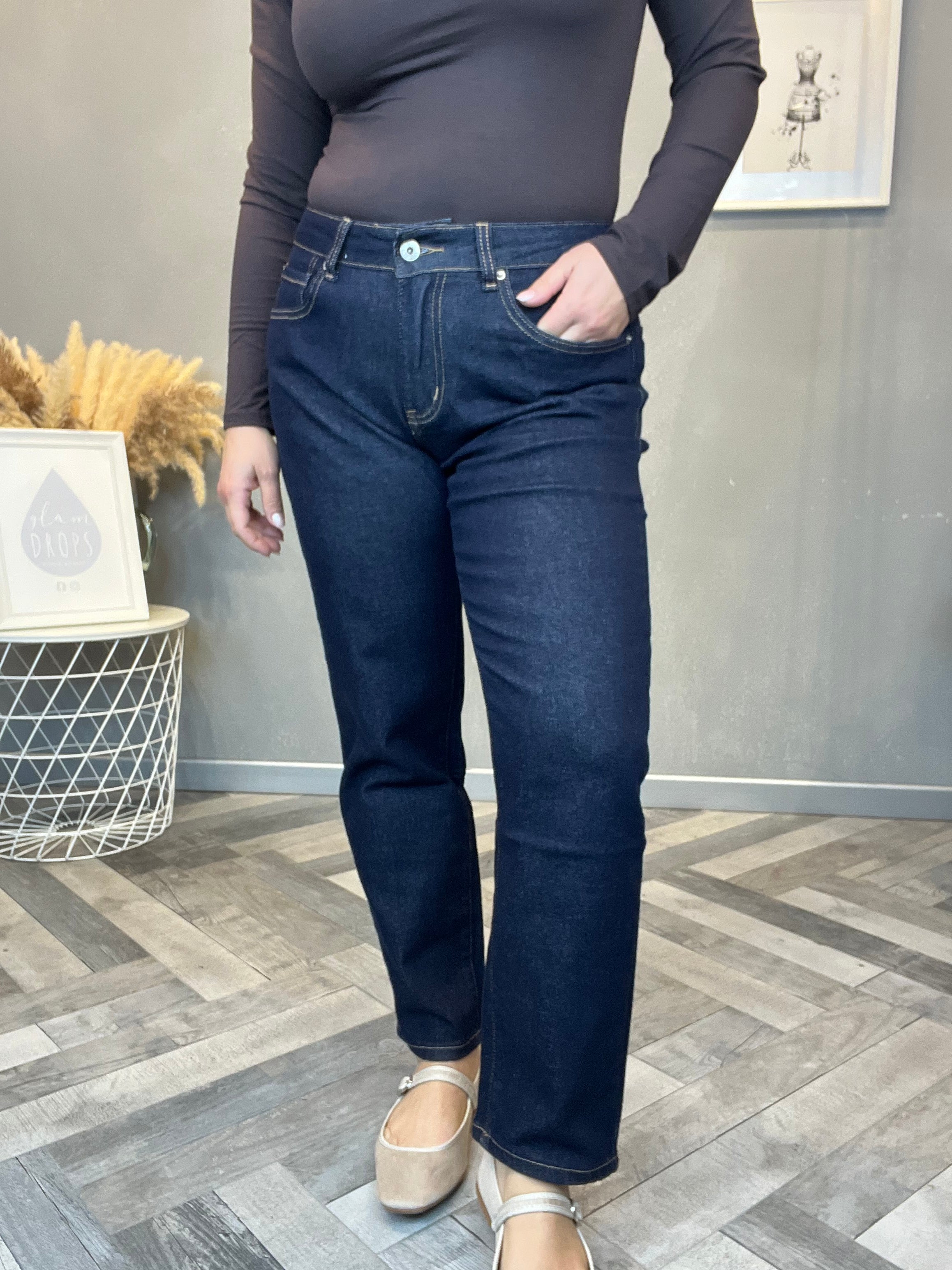 Jeans gamba dritta in denim scuro