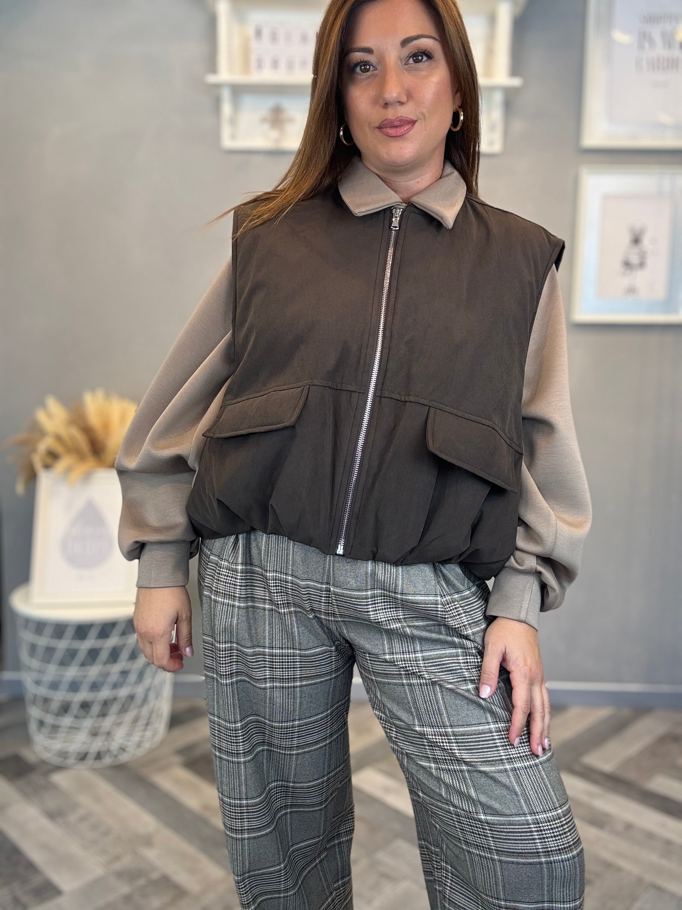 Lumina gilet smanicato moro