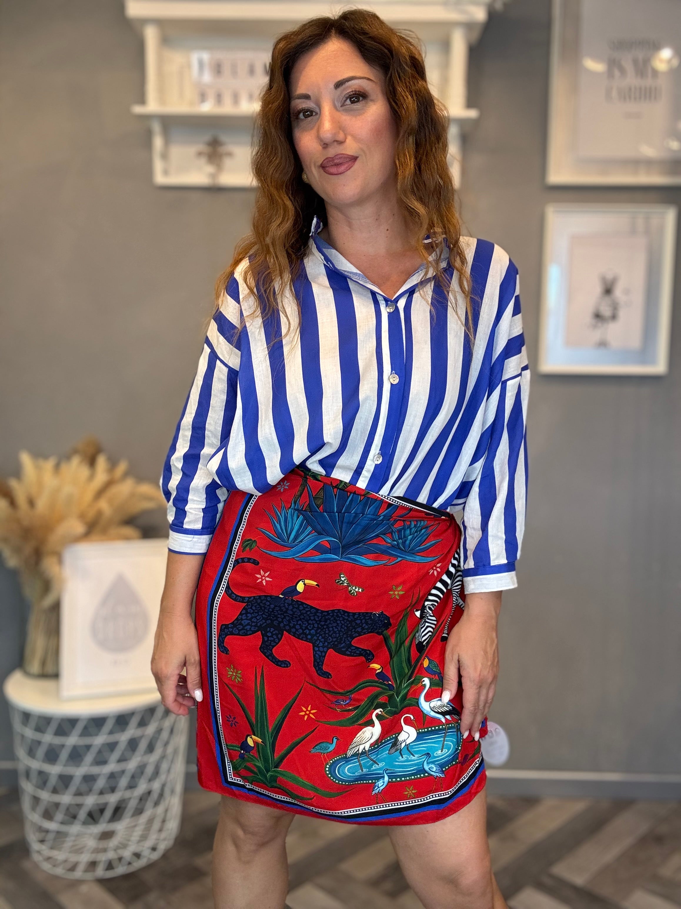 Gonna pareo Isla Bonita corta zebra rossa e bluette