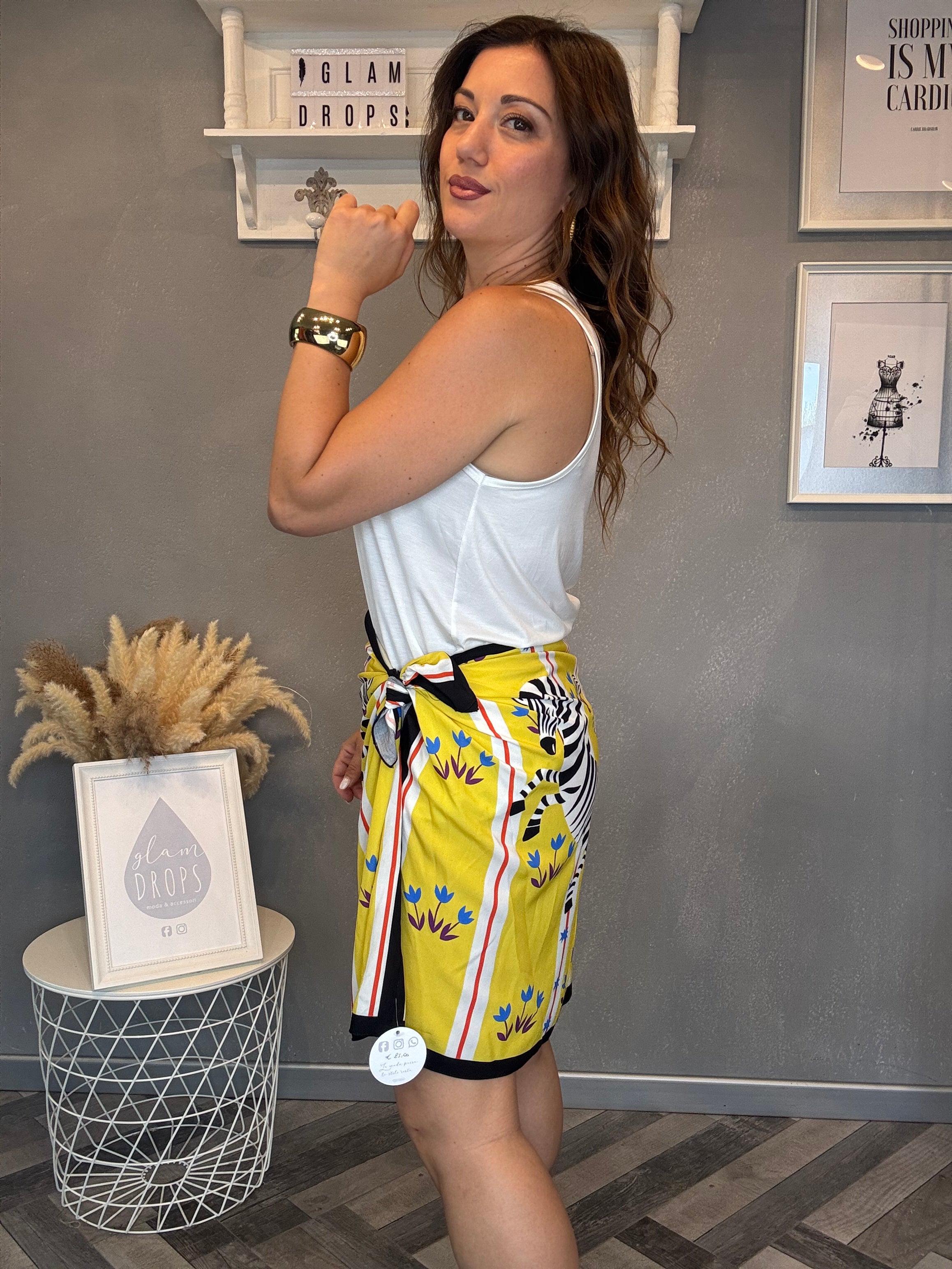 Gonna pareo Isla Bonita corta zebra gialla