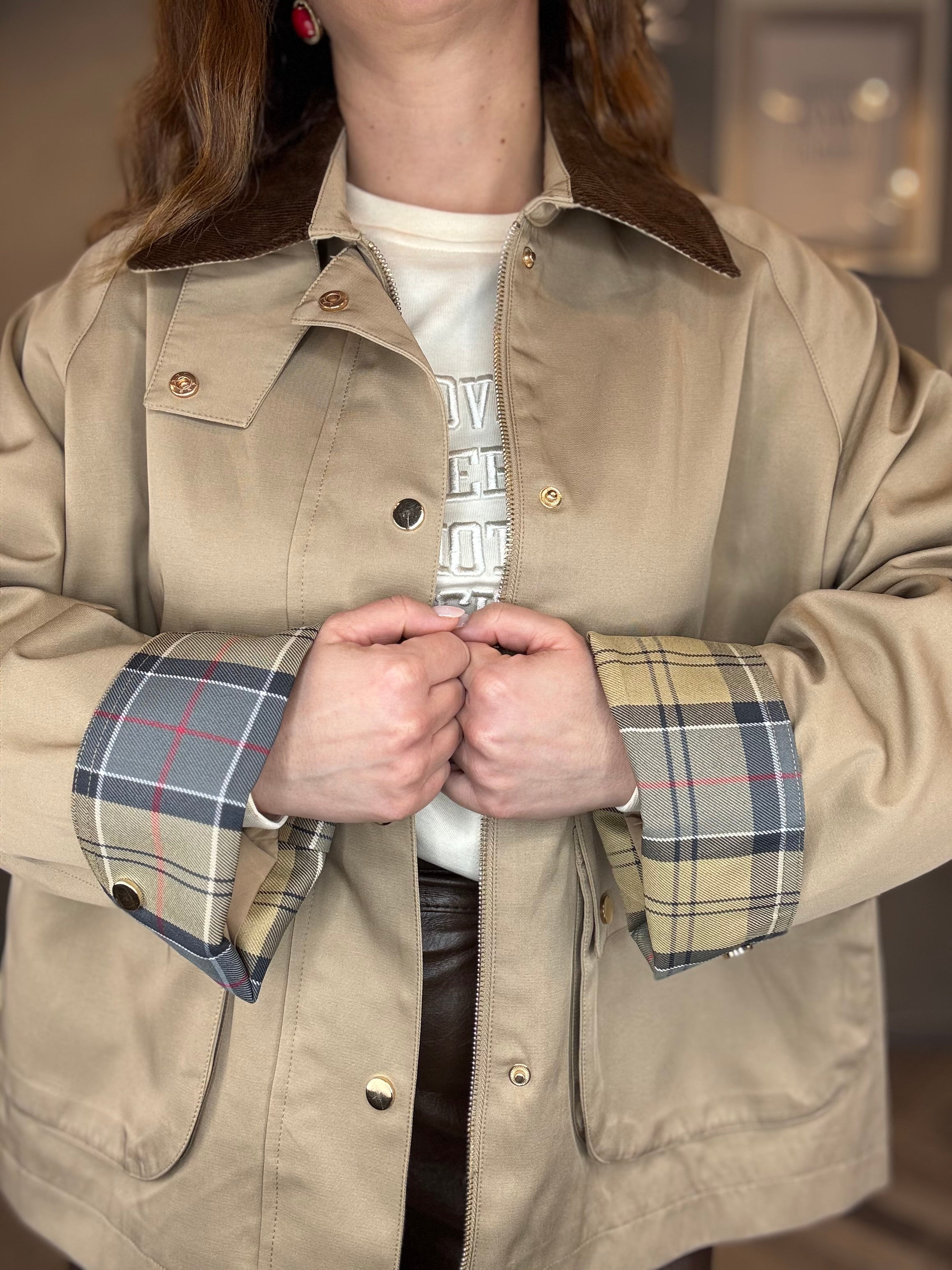 Giacca stile parka con dettagli check
