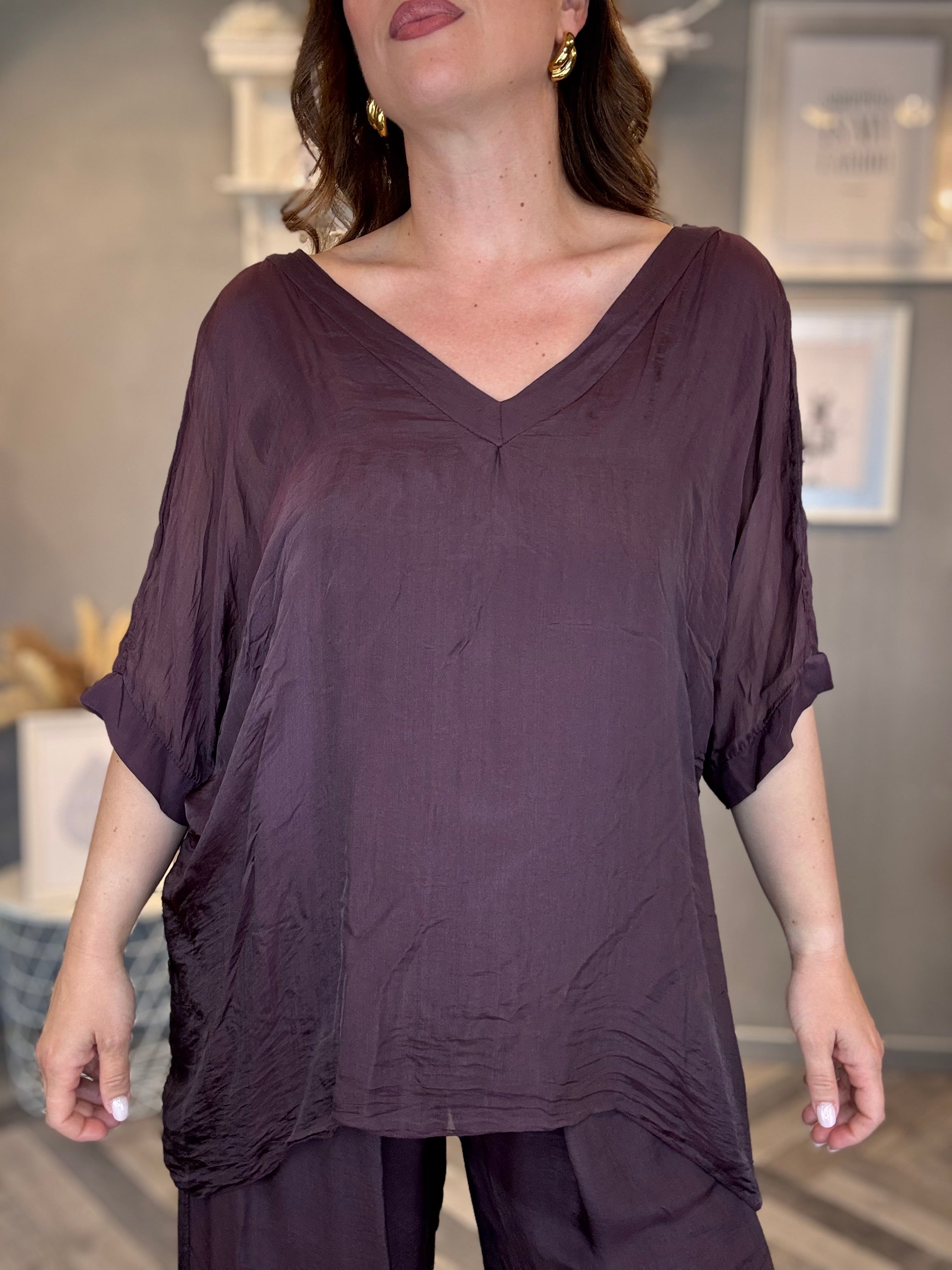 Coordinato satin vinaccia