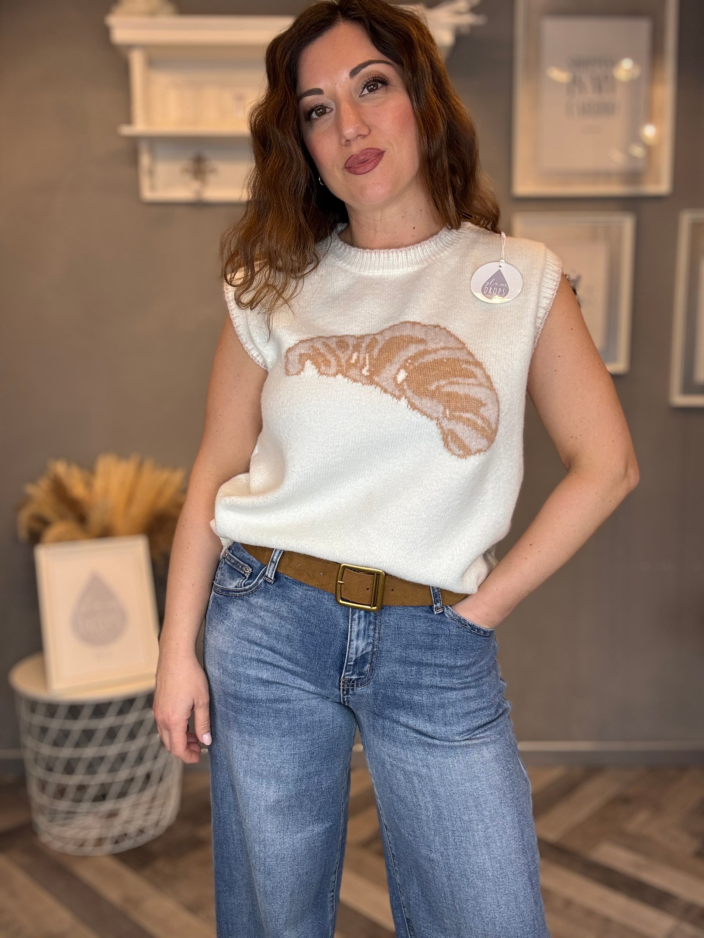 Gilet in maglia croissant