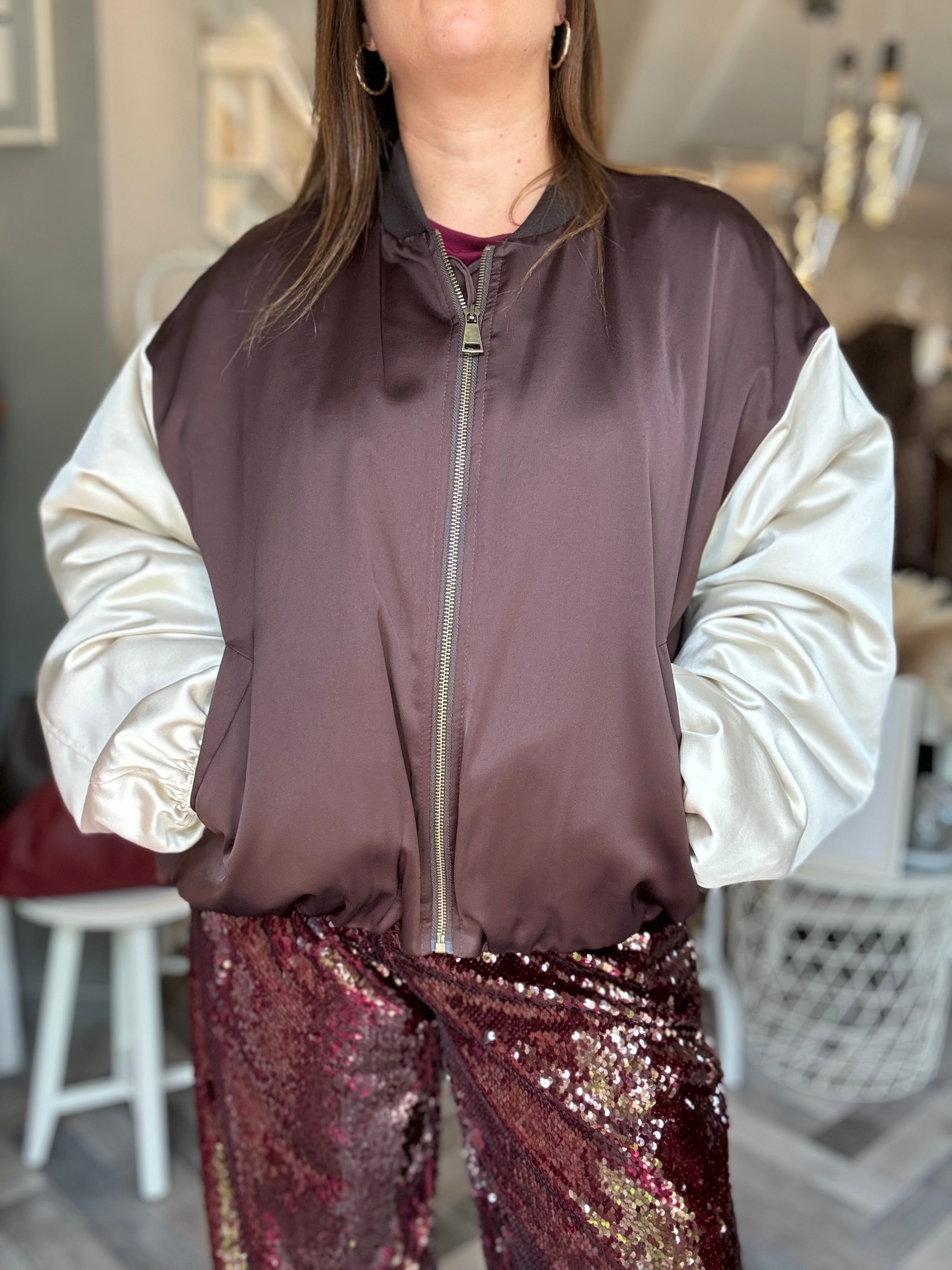 Bomber raso bicolore