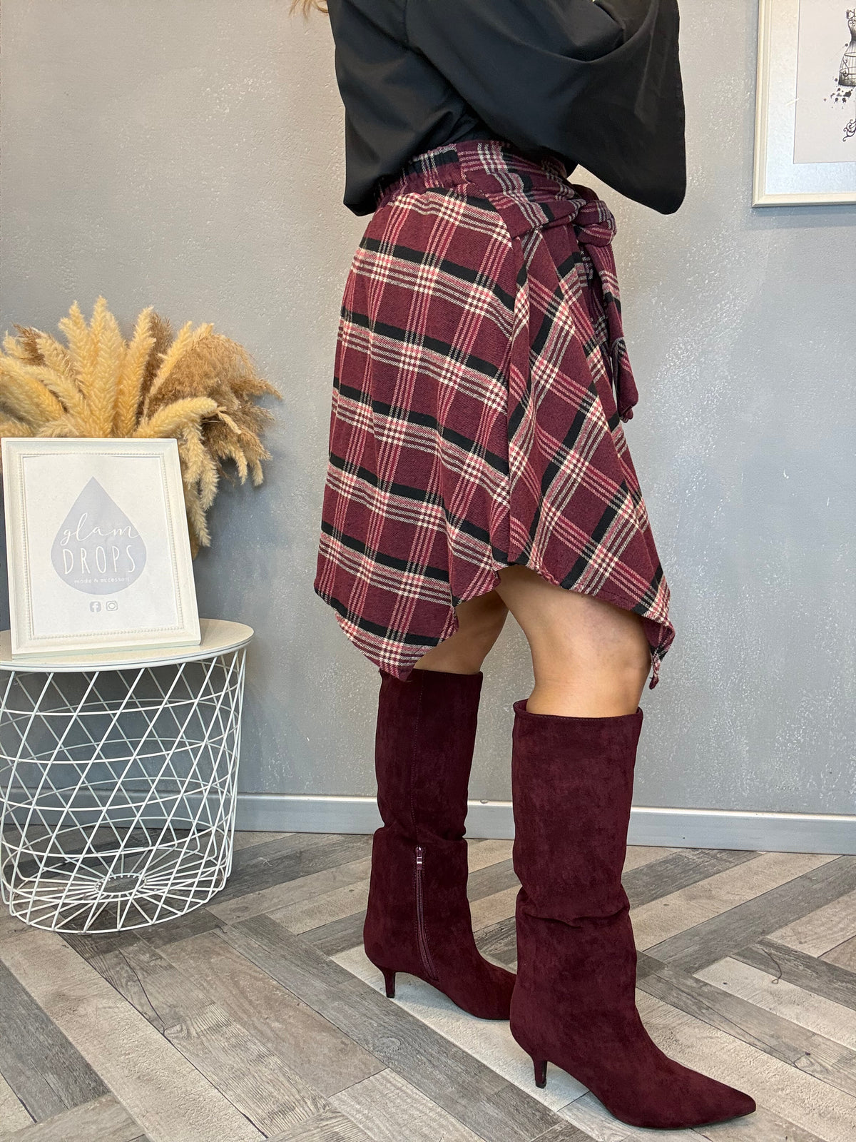 Gonna Twist finta camicia bordeaux