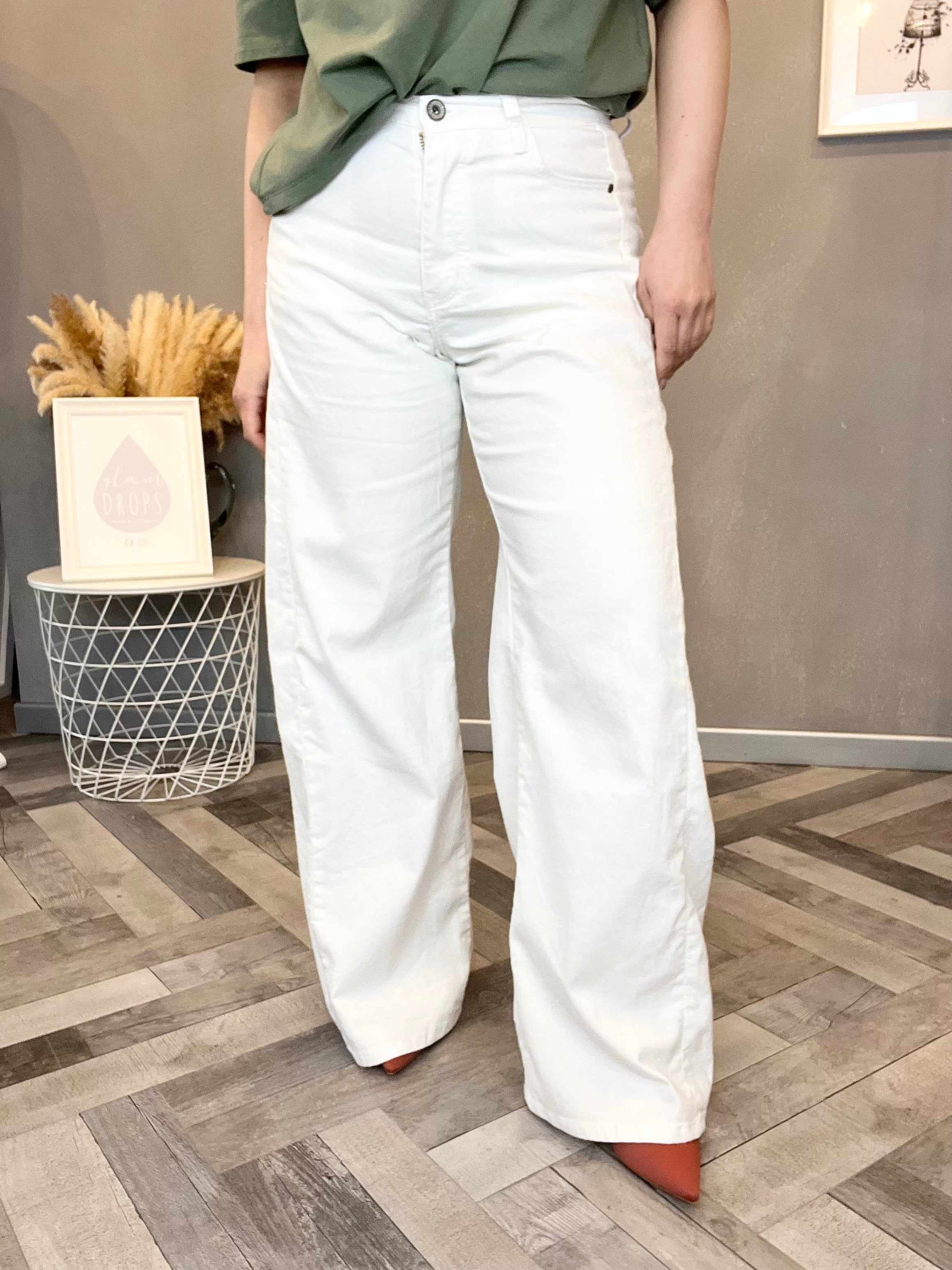 Jeans wide leg bianco
