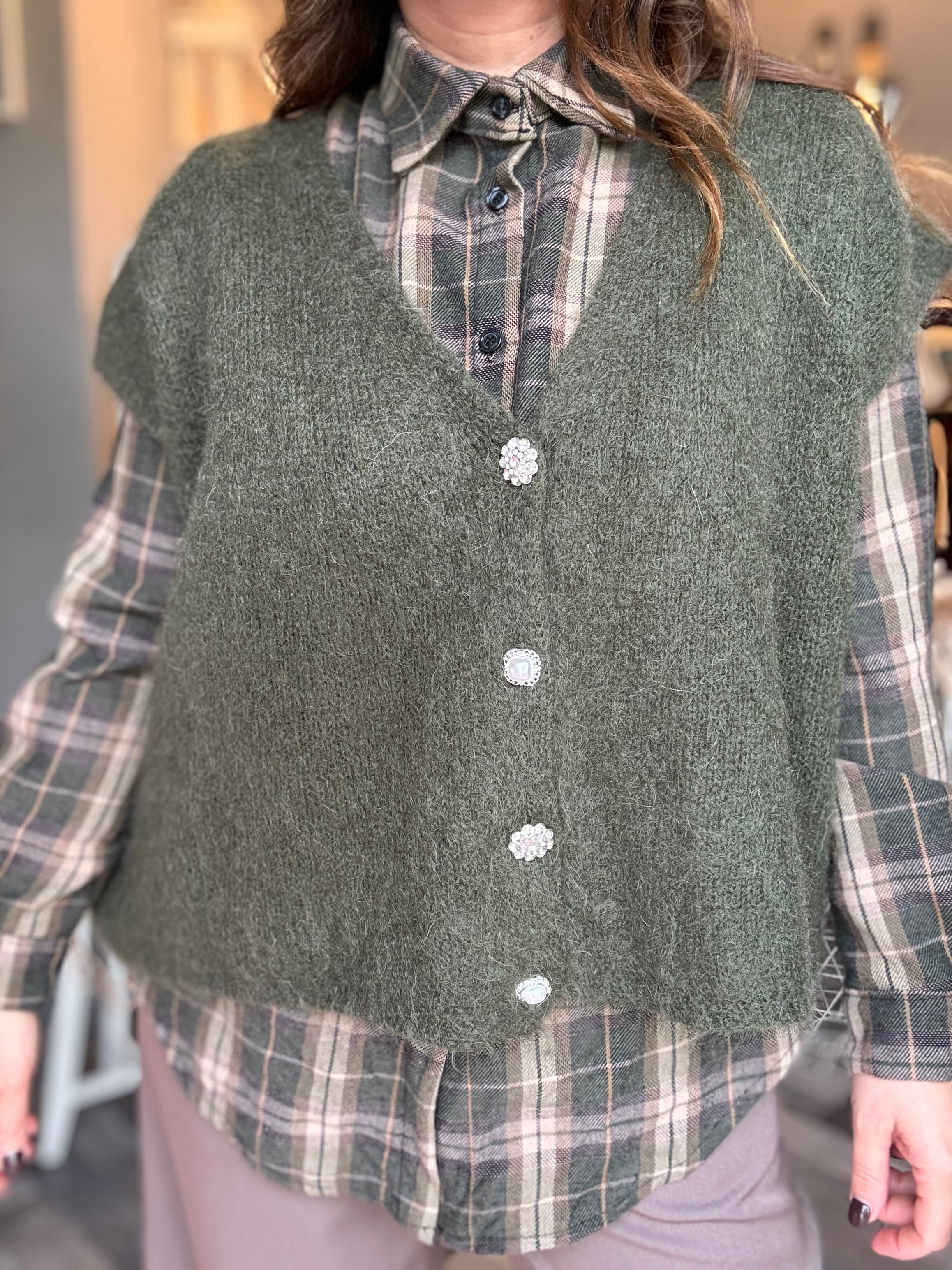 Gilet in maglia over 4 bottoni