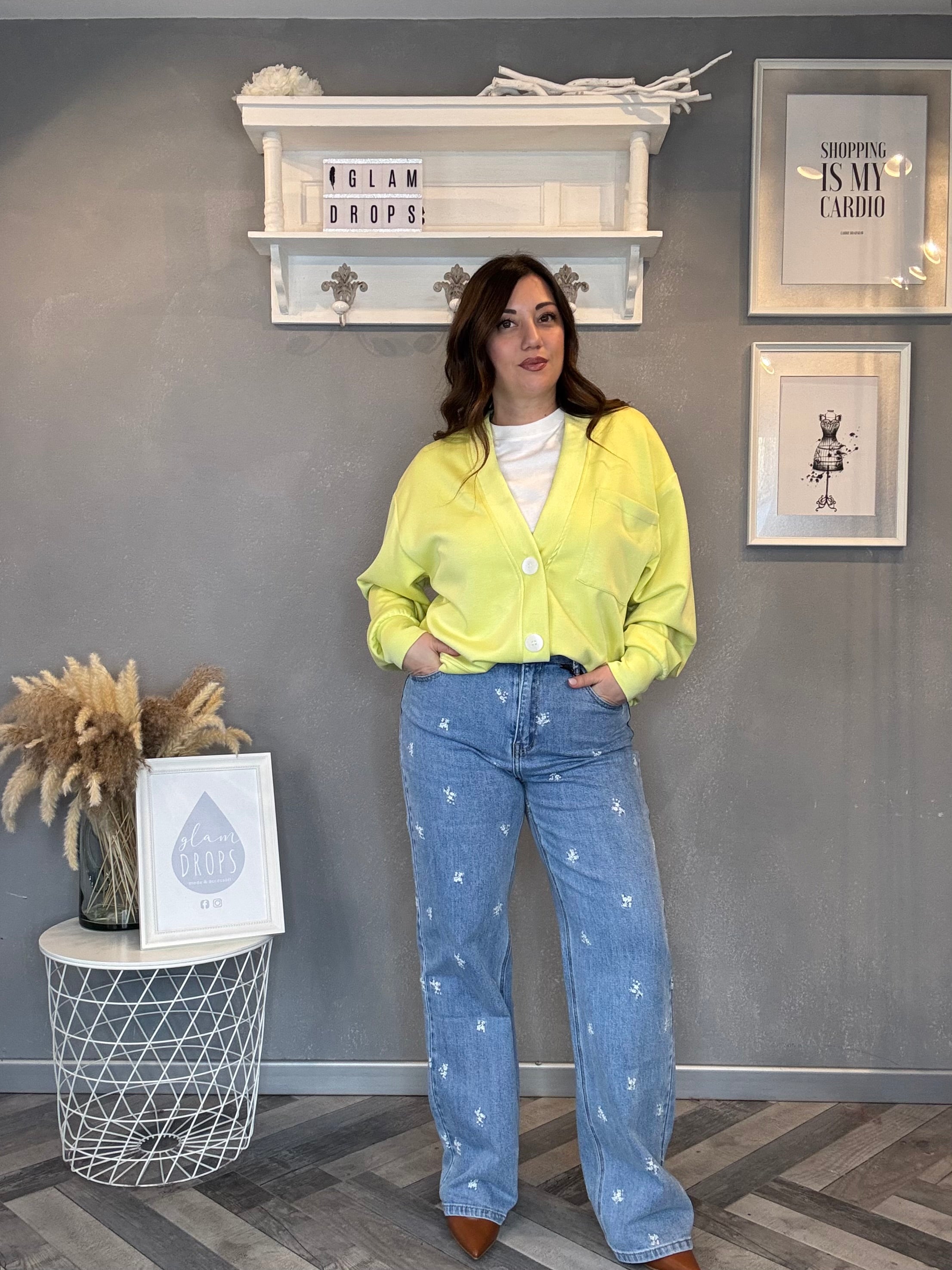 Lumina jeans con ricami floreali