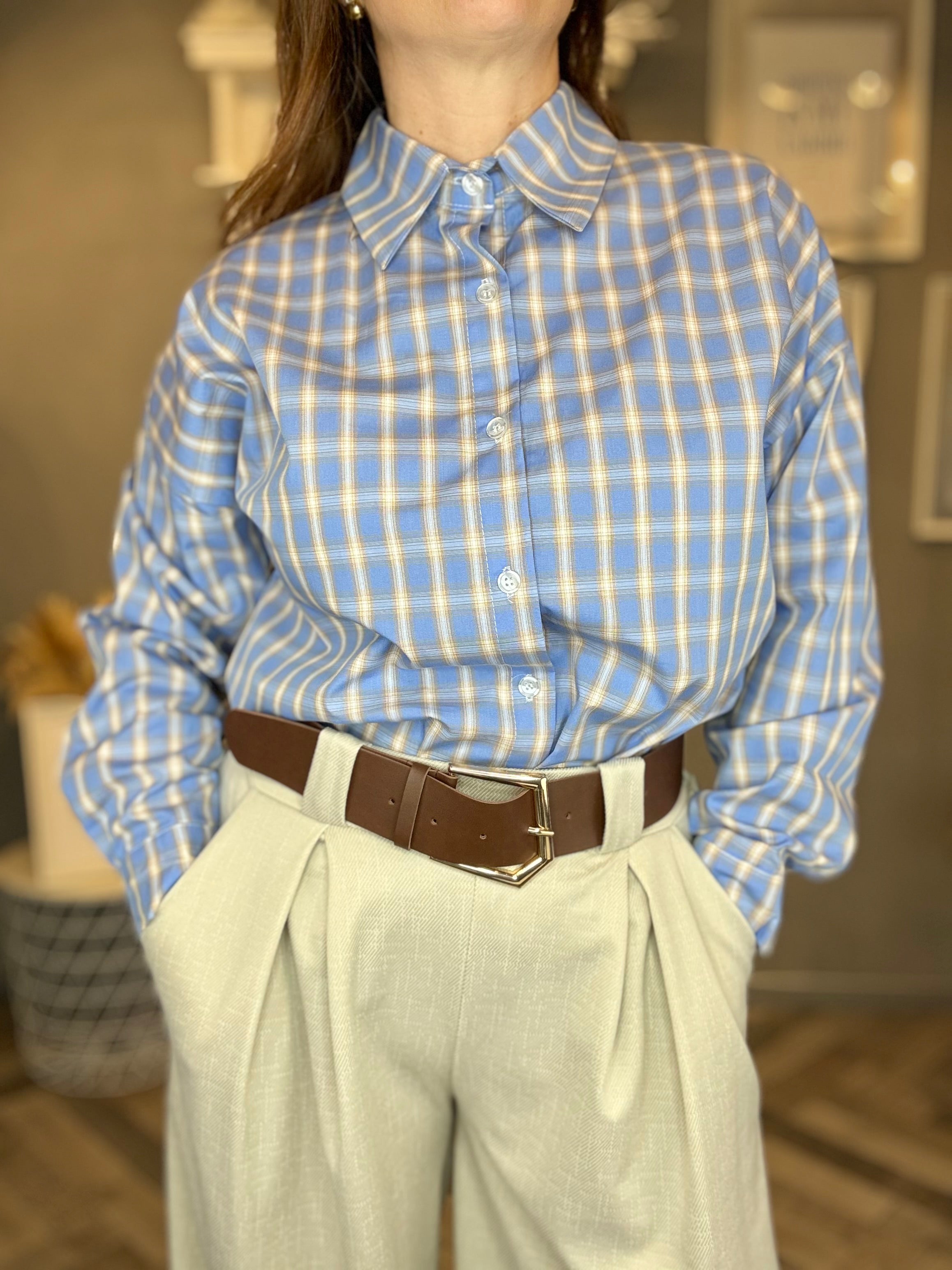 Camicia check azzurro soft