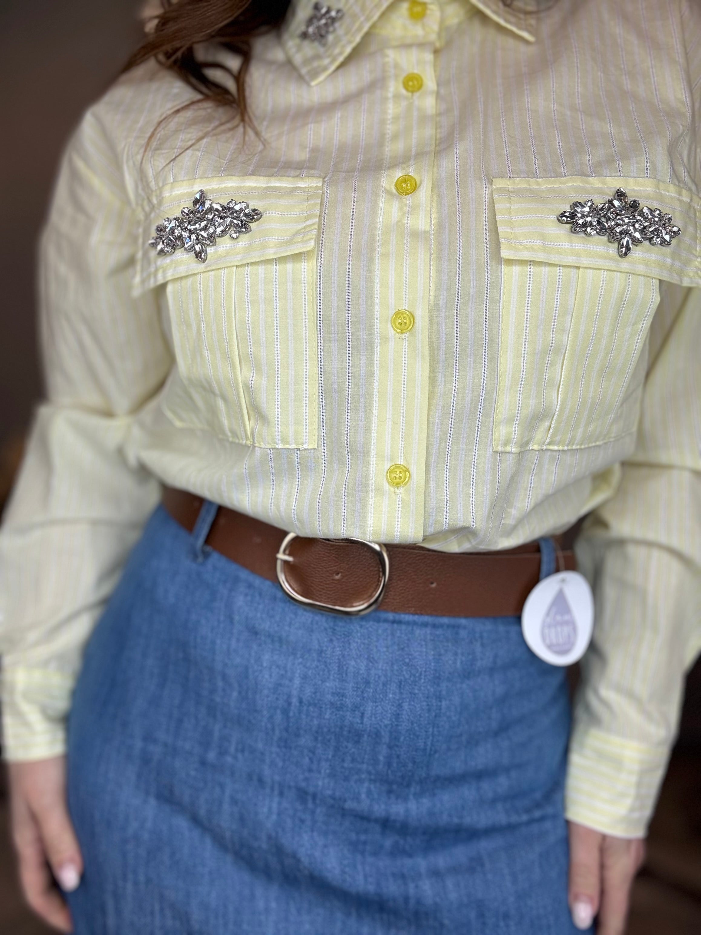 Gonna midi in denim con cintura