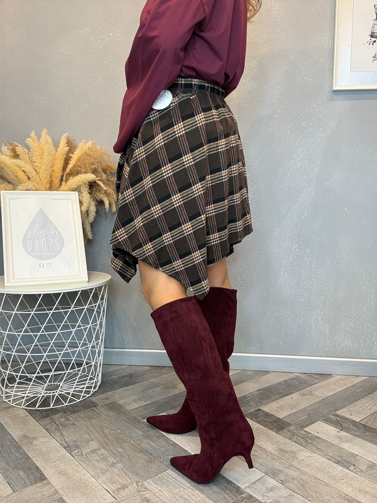 Gonna Twist finta camicia moro bordeaux