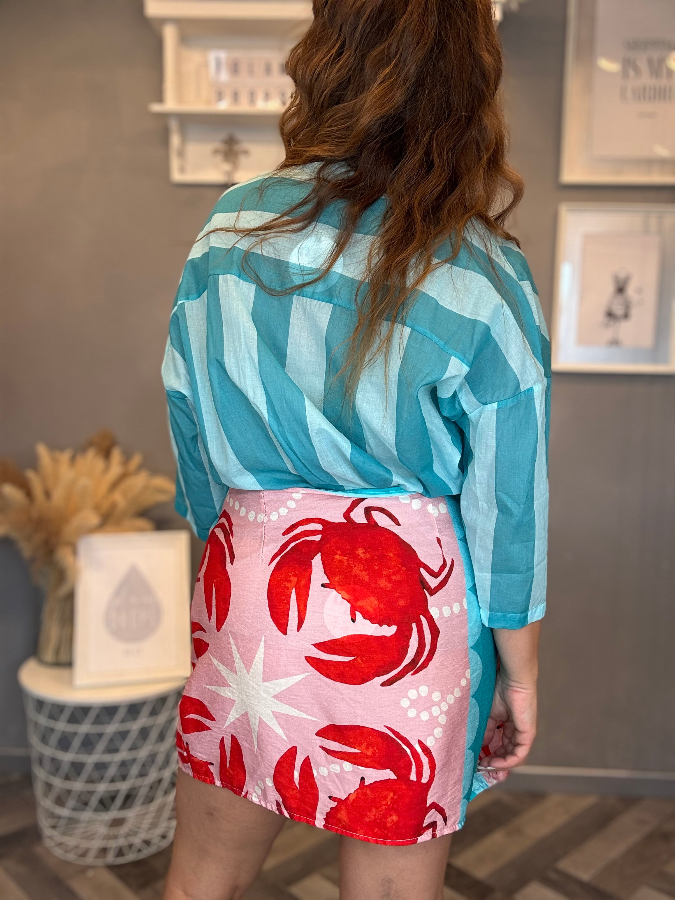 Camicia Isla Bonita coreana bande turchese