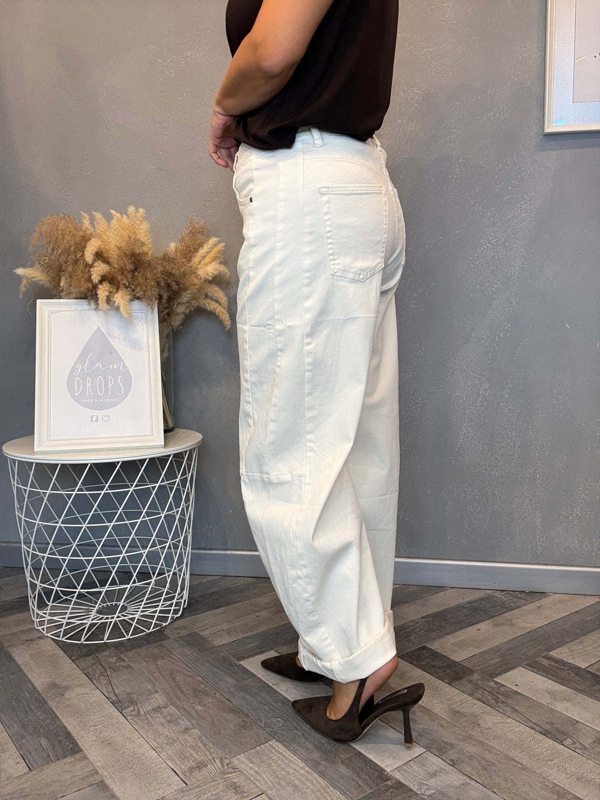 Jeans barrel soft panna