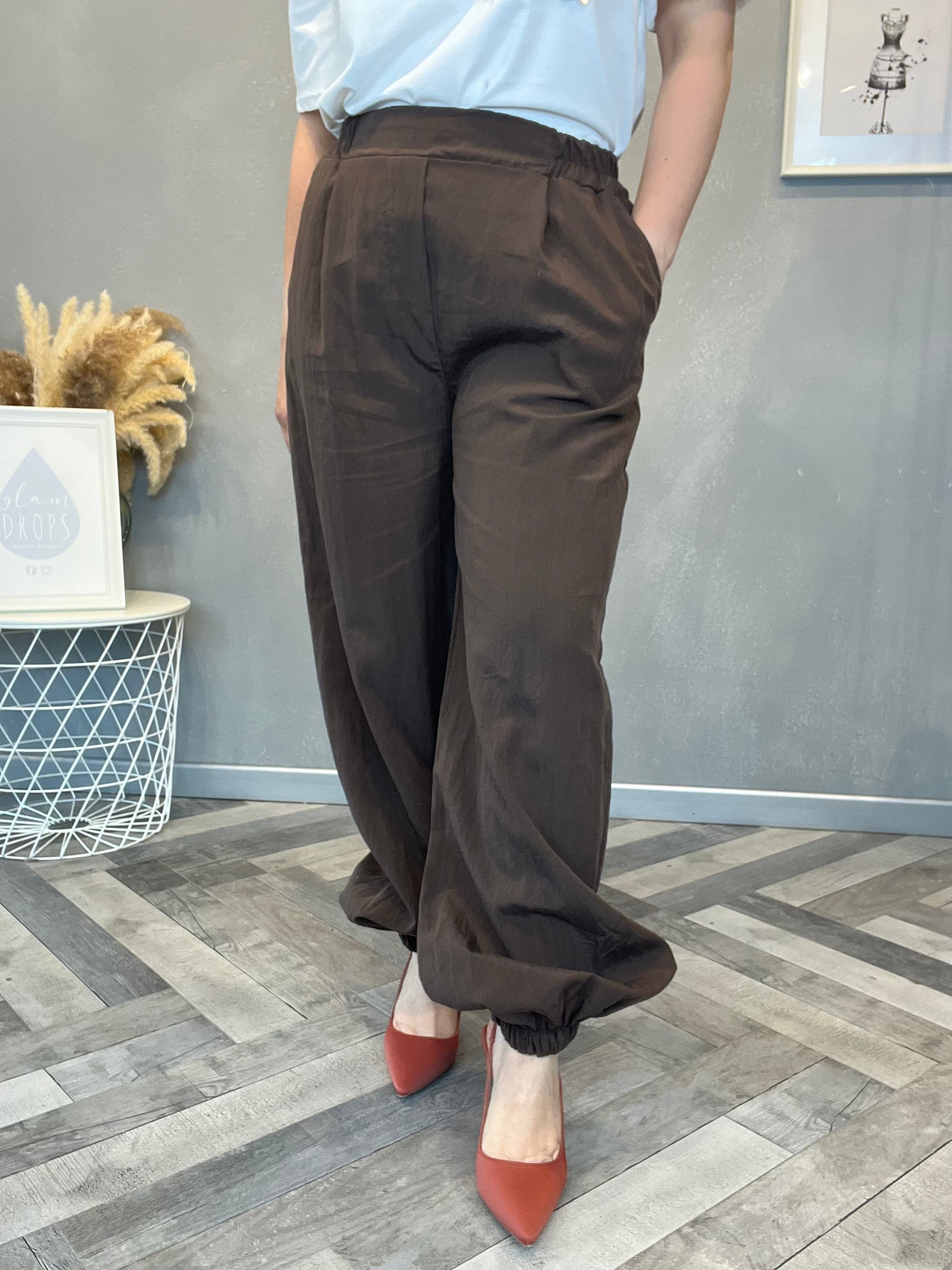 Pantalone jogger Cupro moro