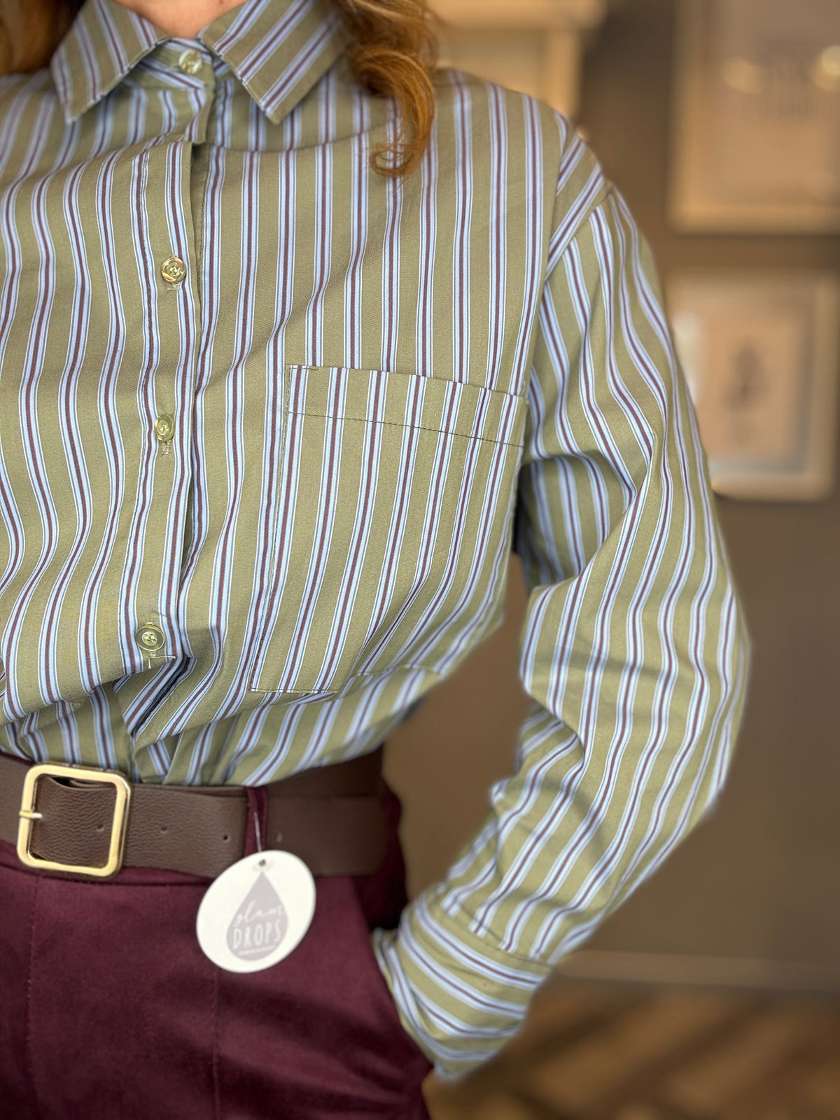 Camicia Stripes verde salvia