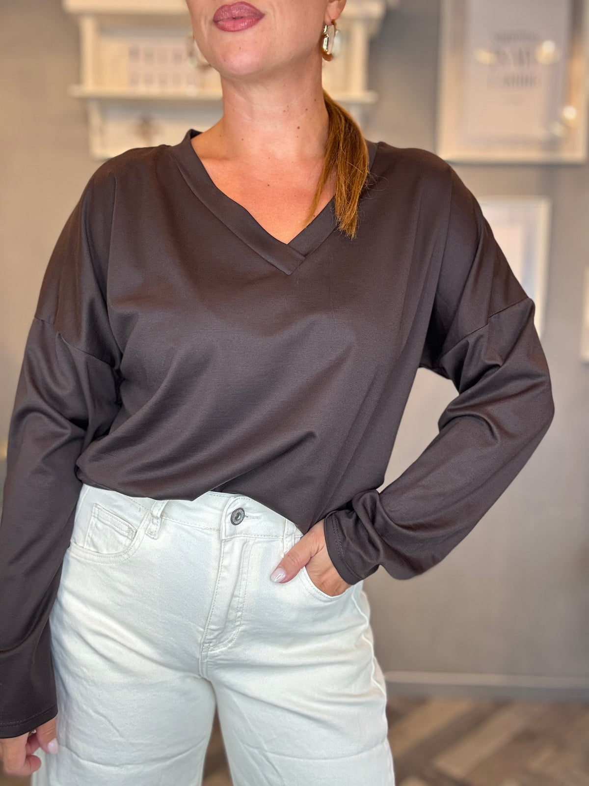 Maglia Essential scollo V moro