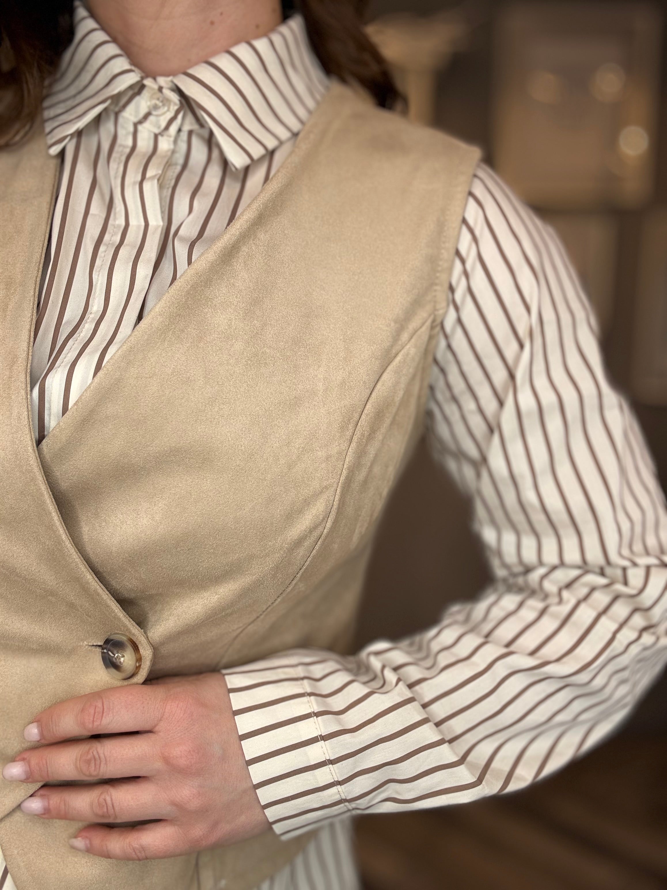 Gilet eco suede soft beige