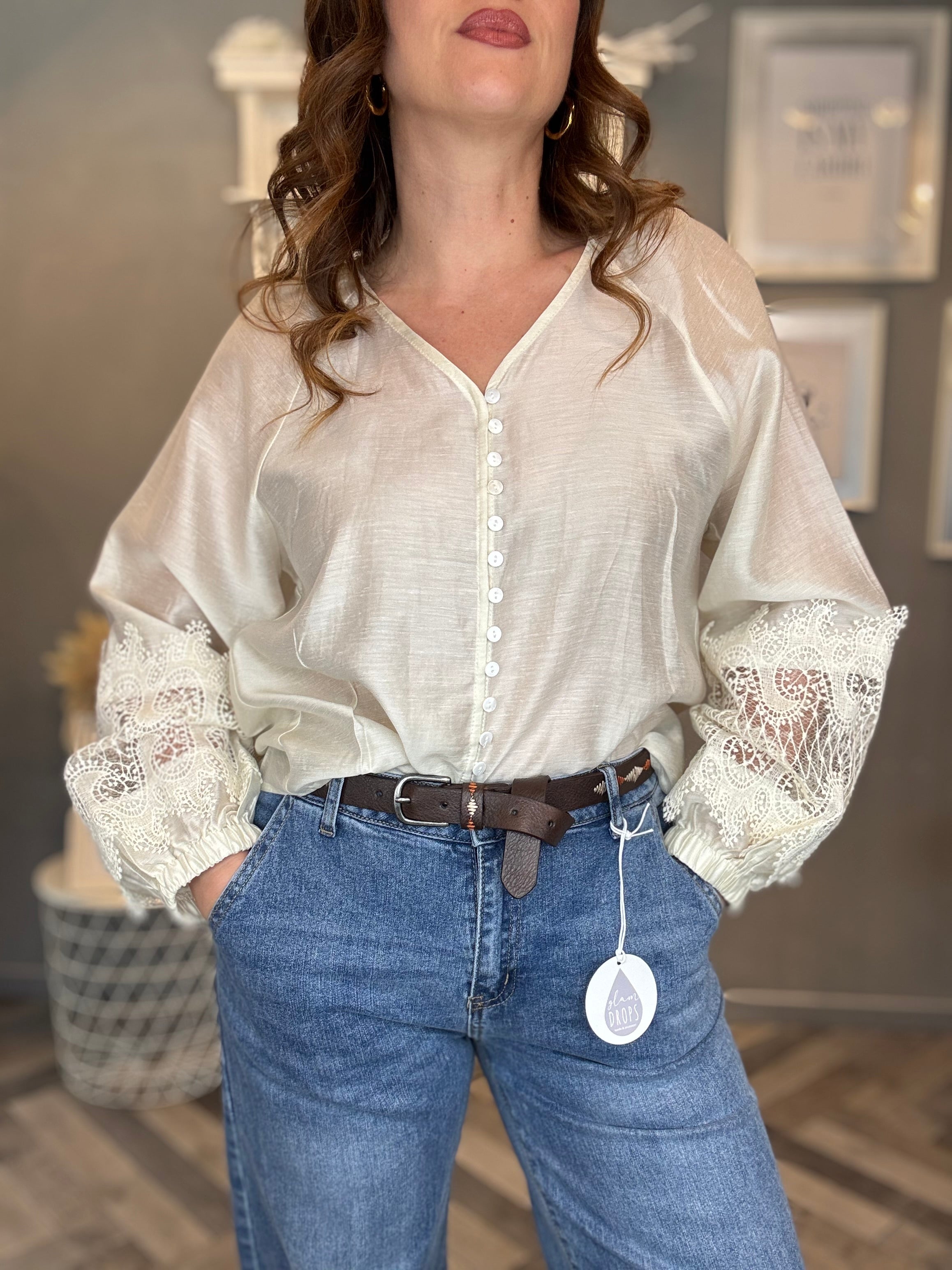 Blusa pizzo soft panna
