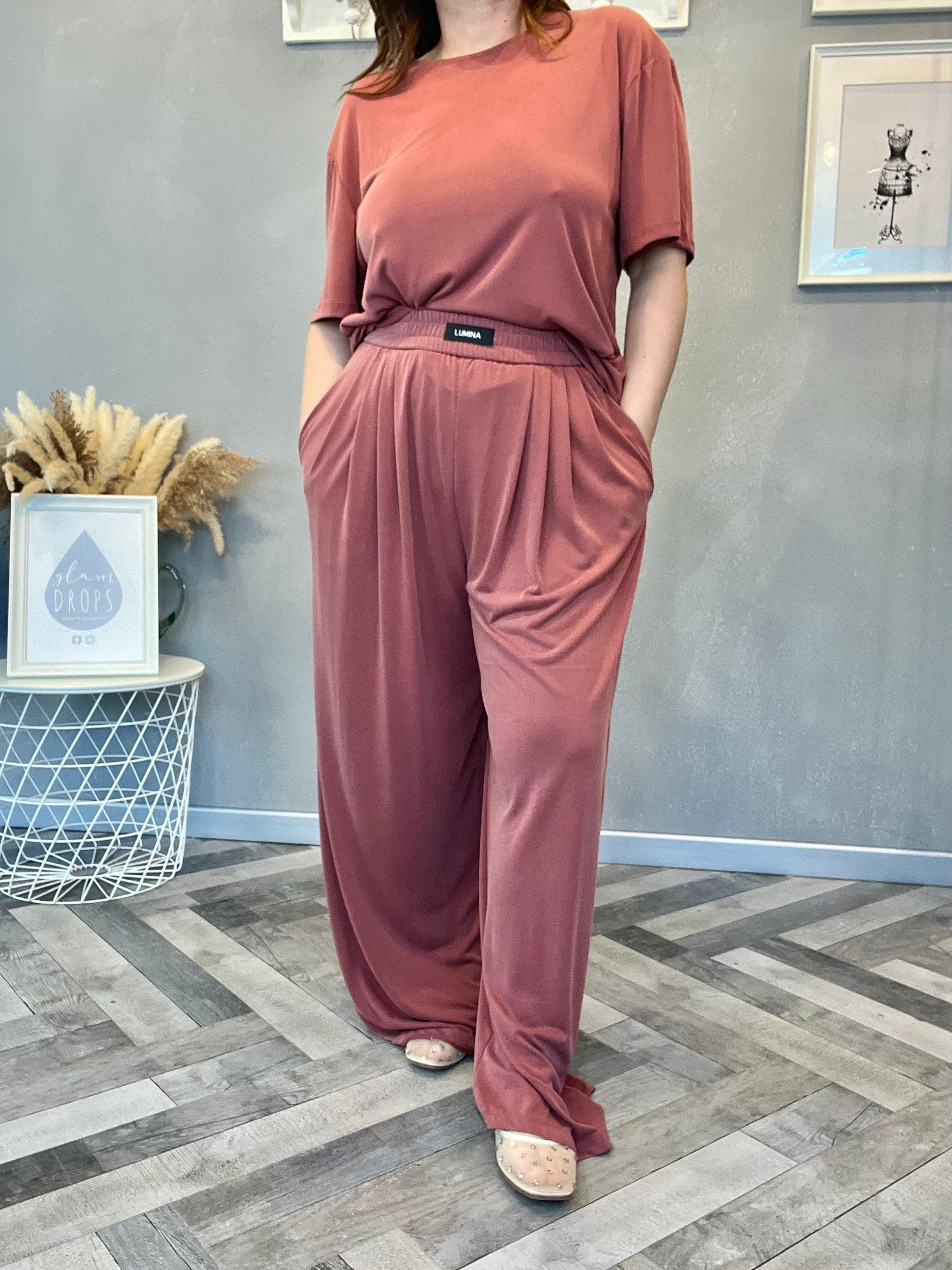 Lumina pantalone in jersey blush