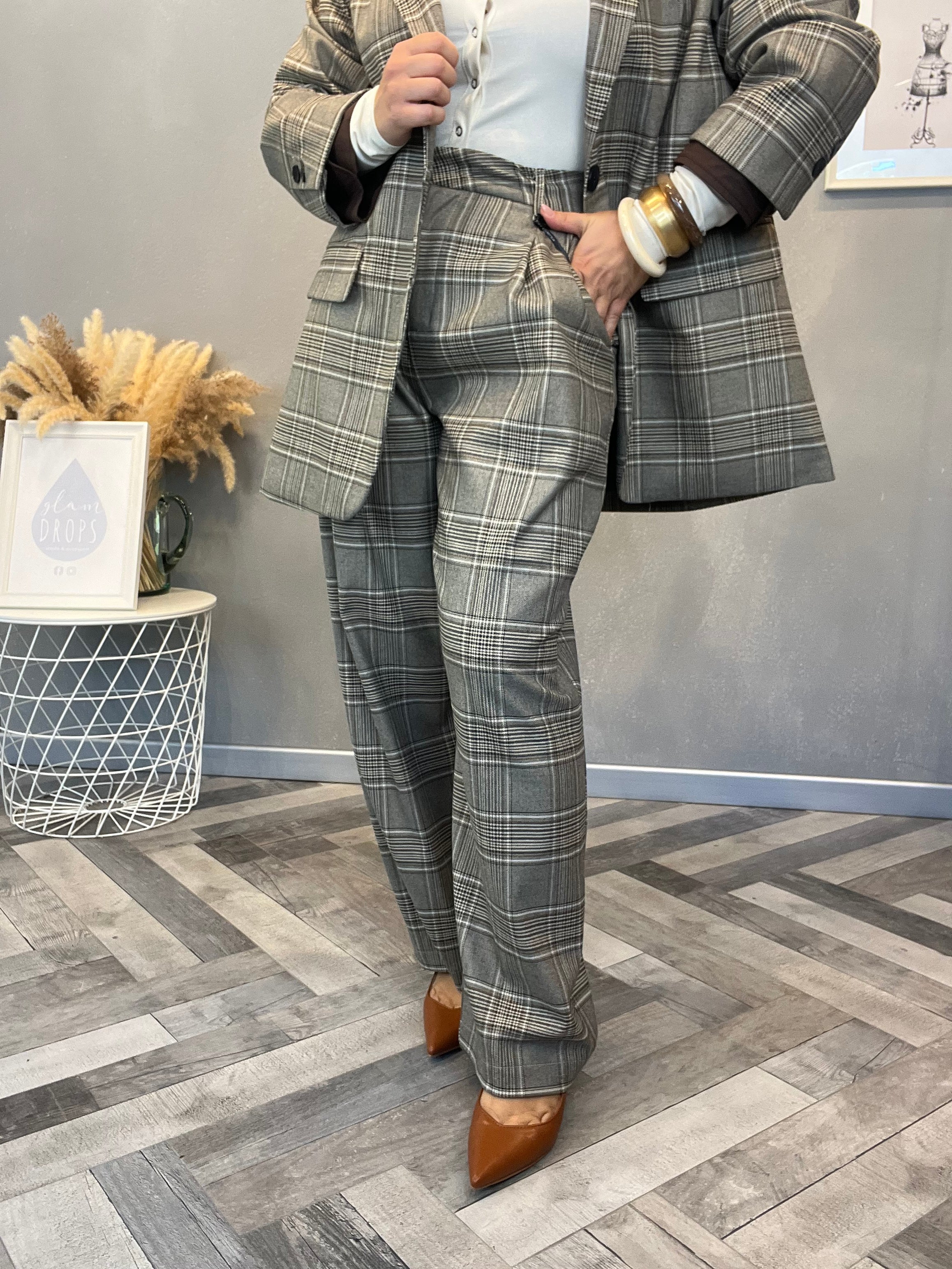 Lumina pantalone fango a quadri