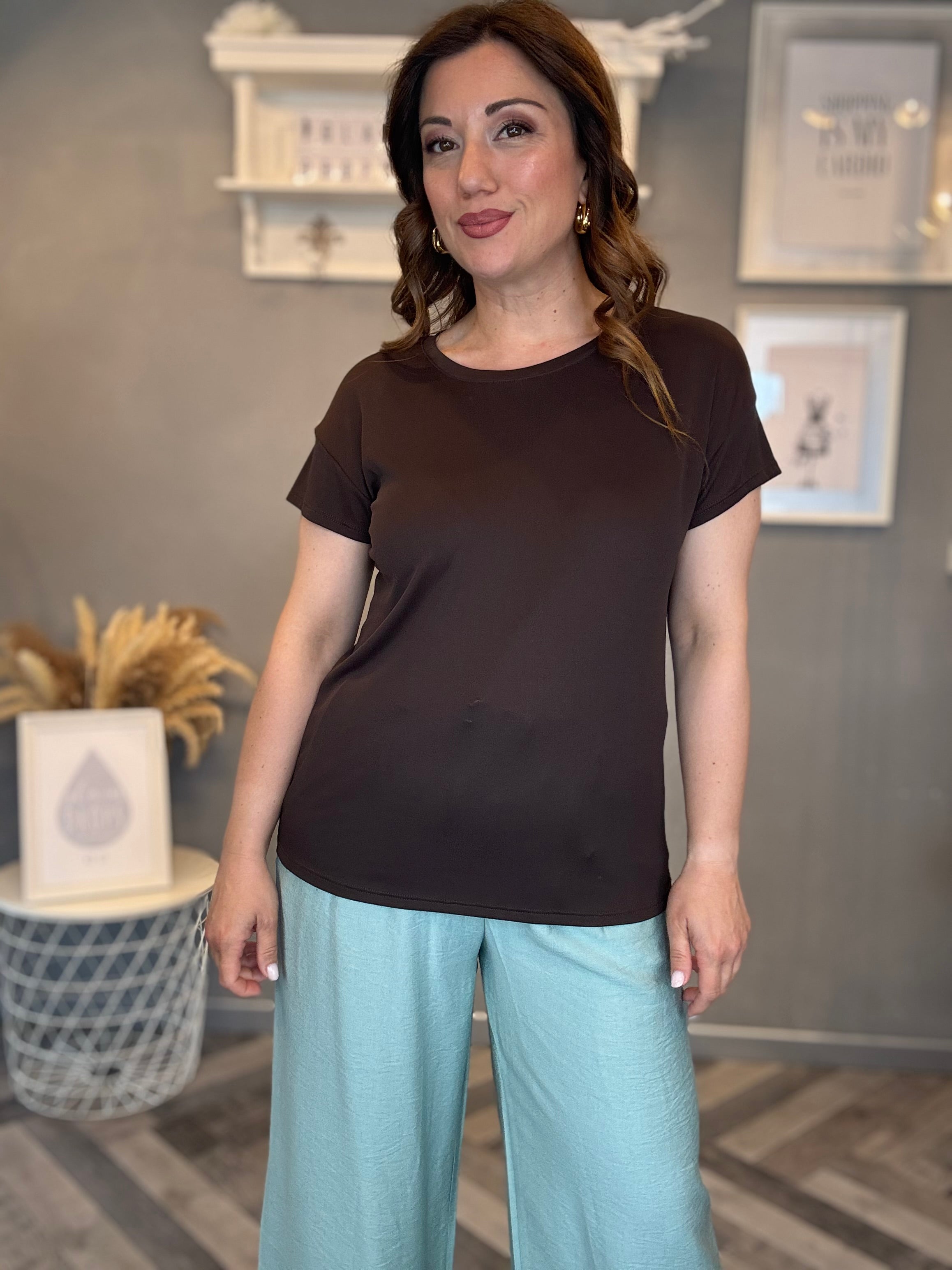T-shirt basic modal ruggine moro