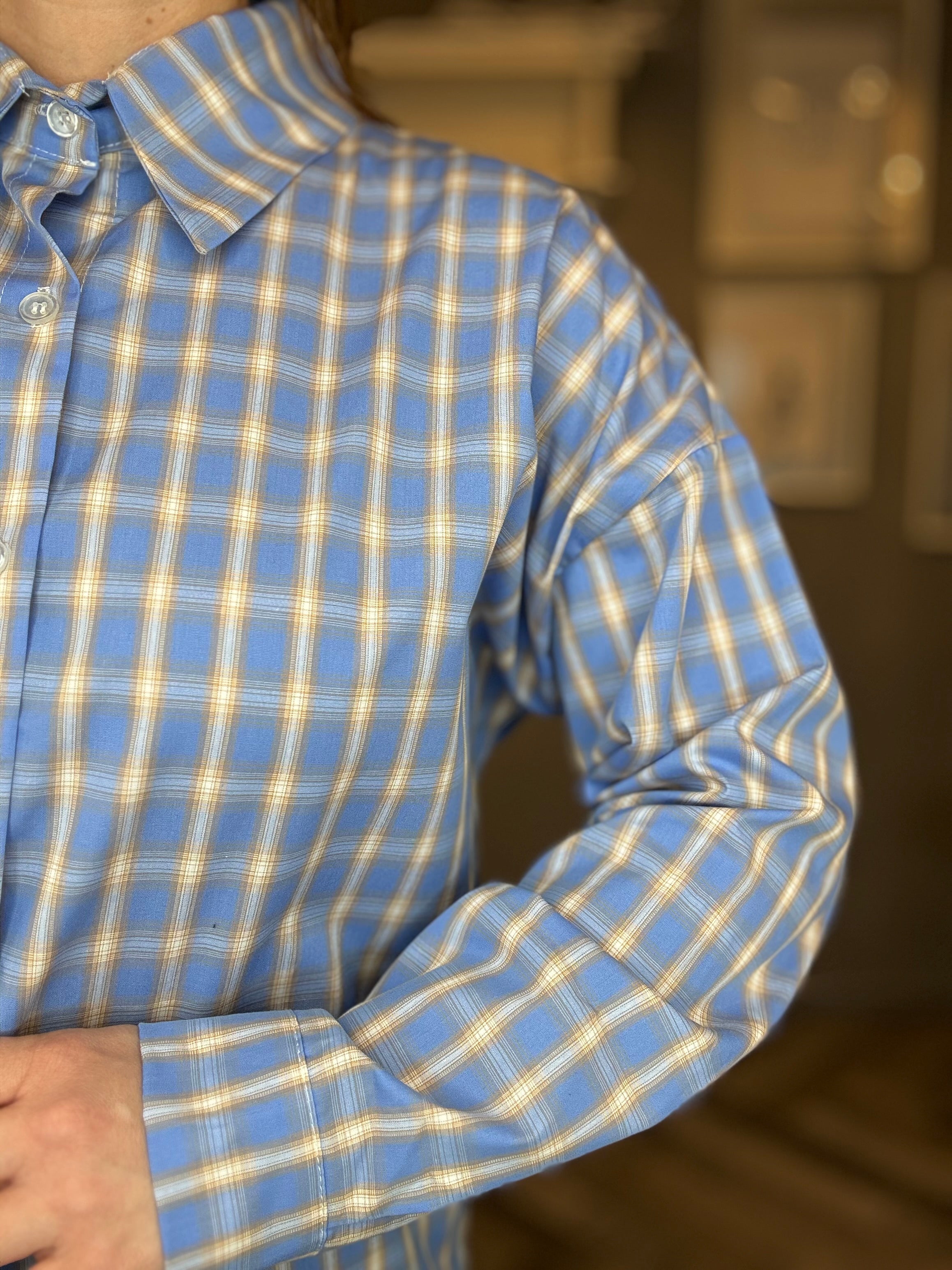 Camicia check azzurro soft