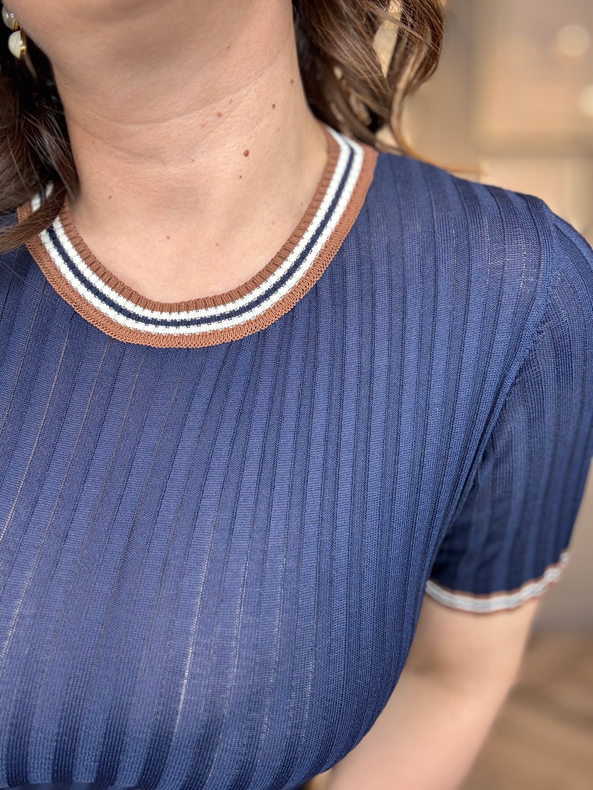 Lumina top in maglia a costine con righe