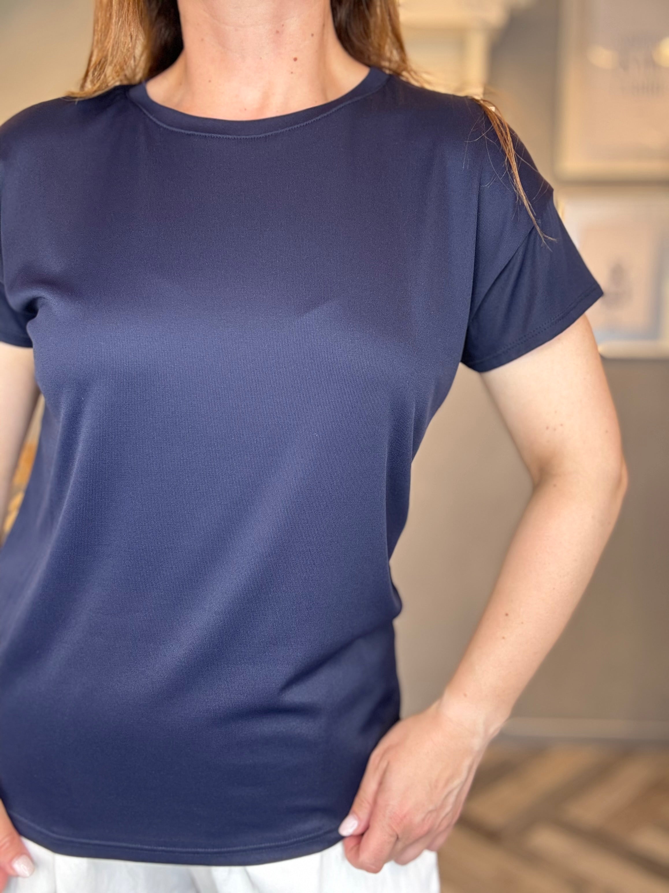 T-shirt basic modal blu