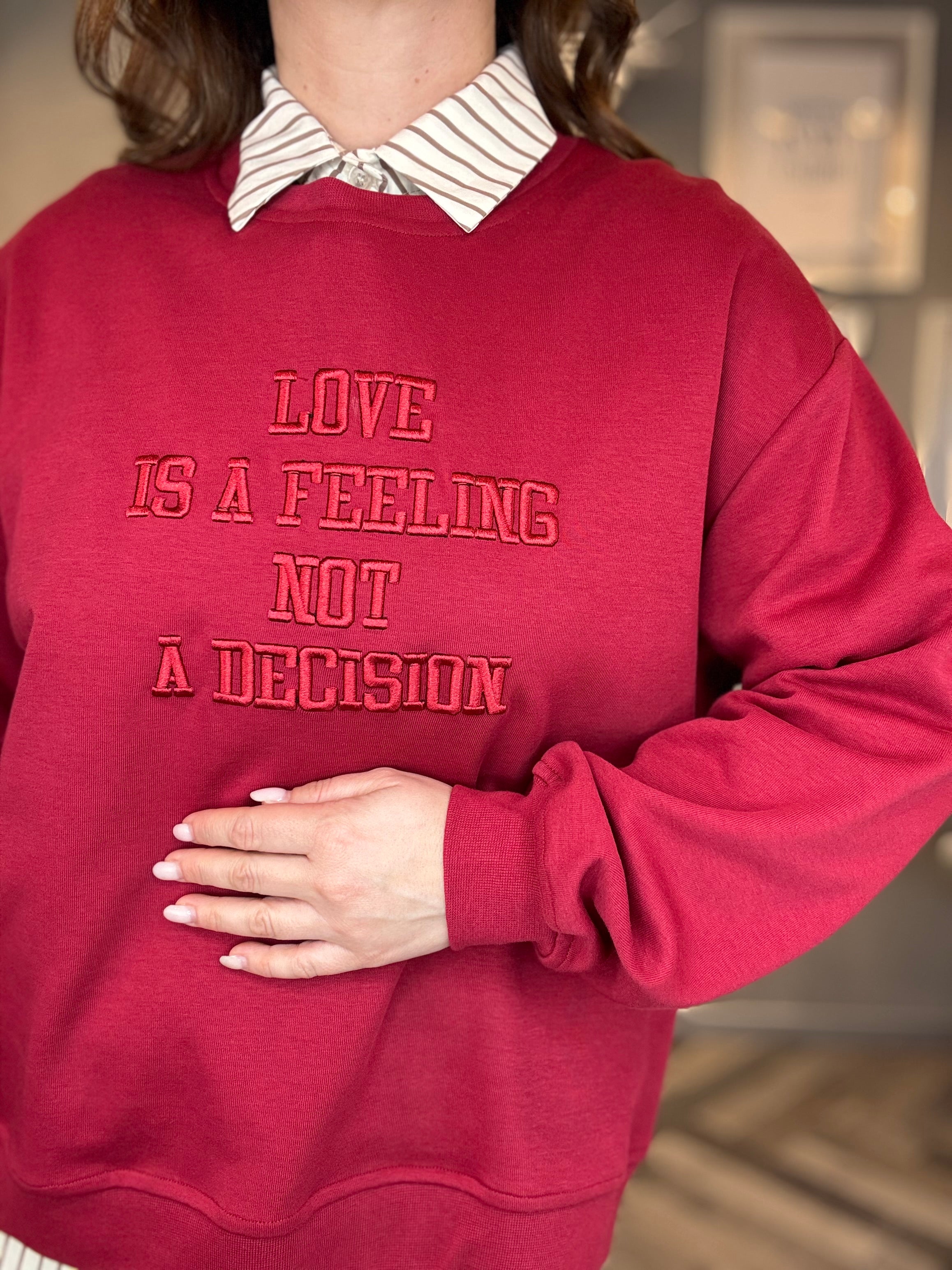 Lumina felpa Love is a feeling rossa