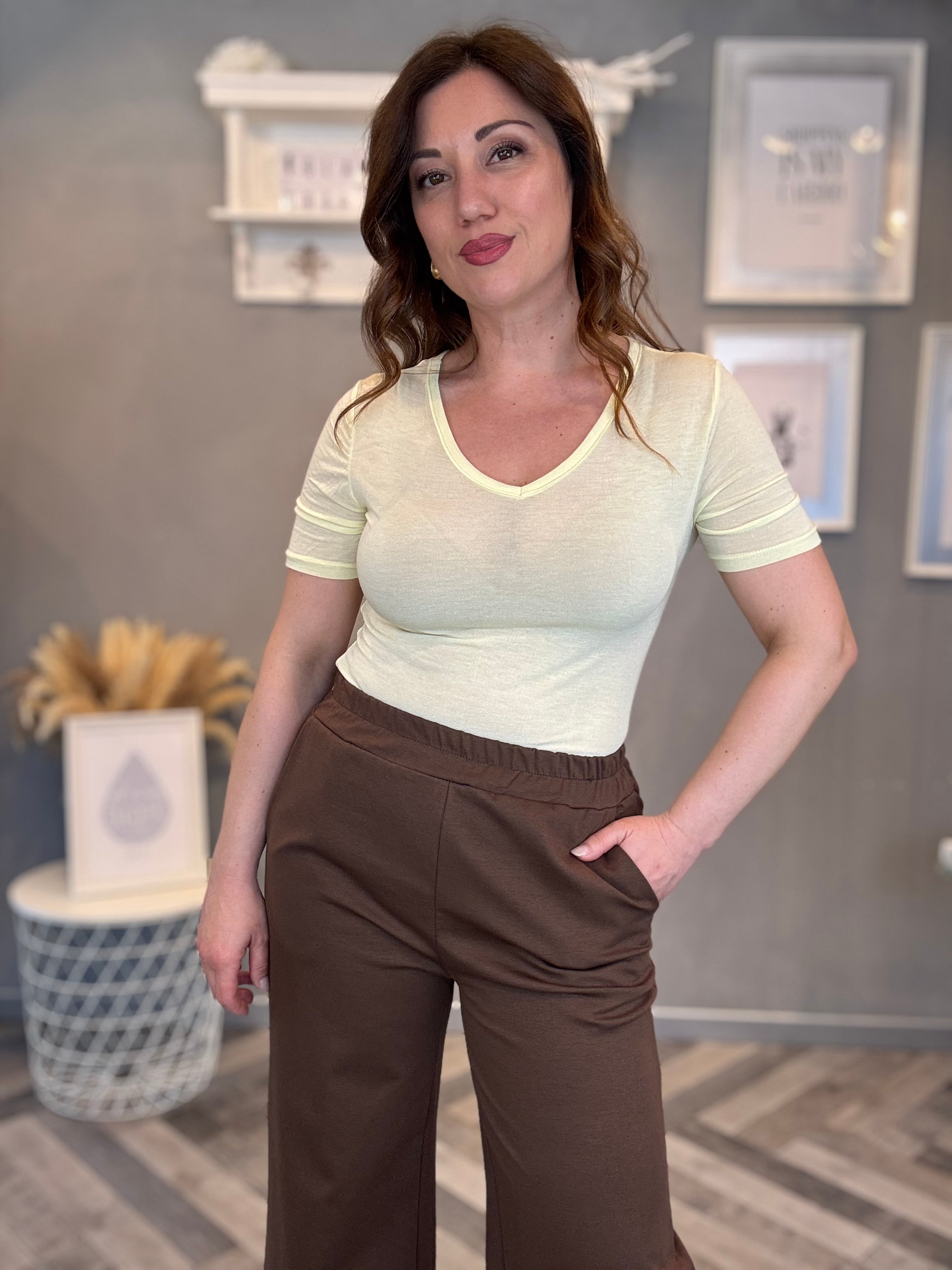 T-shirt in micromodal giallo pastello