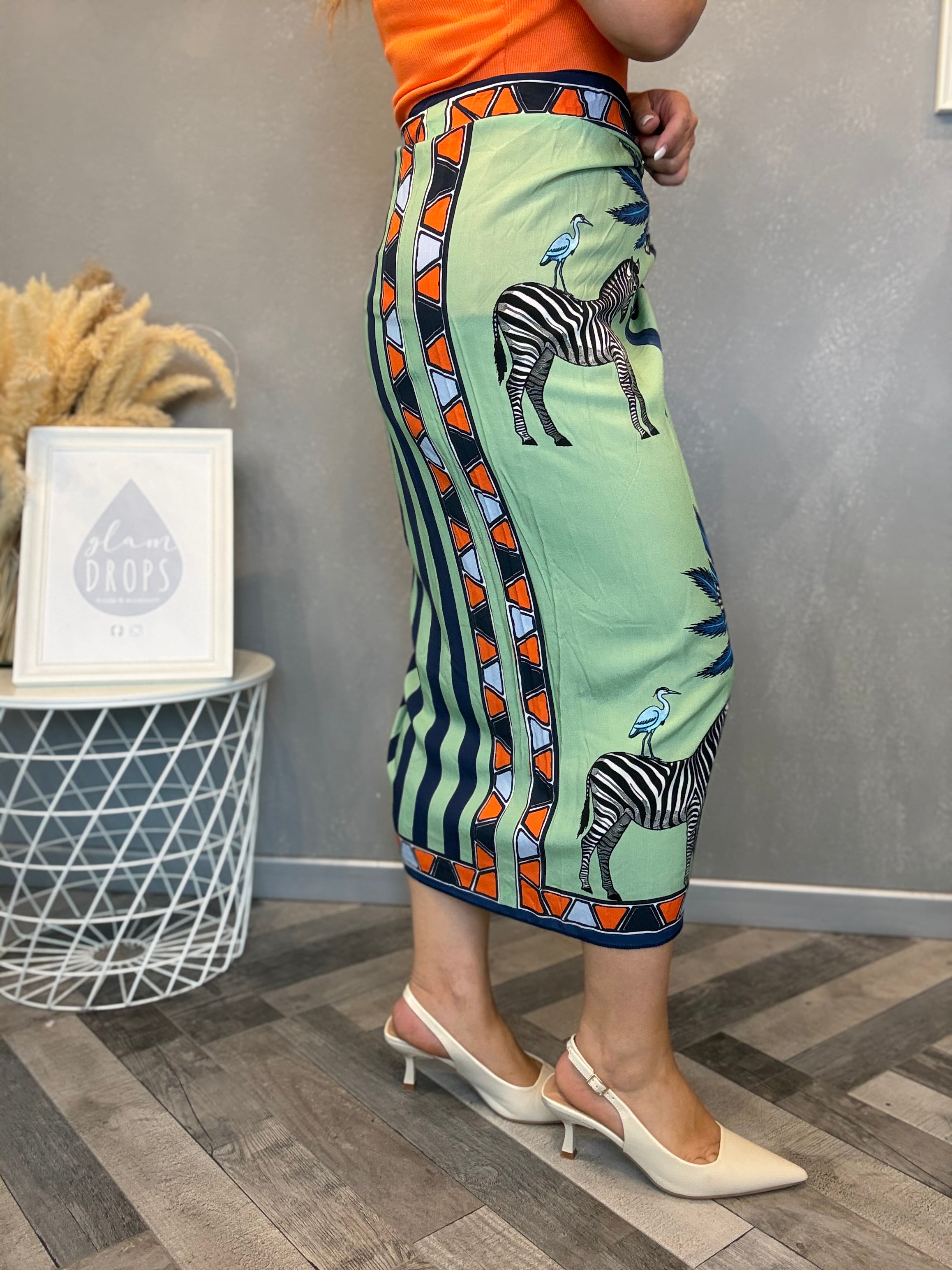 Gonna pareo Isla Bonita midi zebra blu e acqua