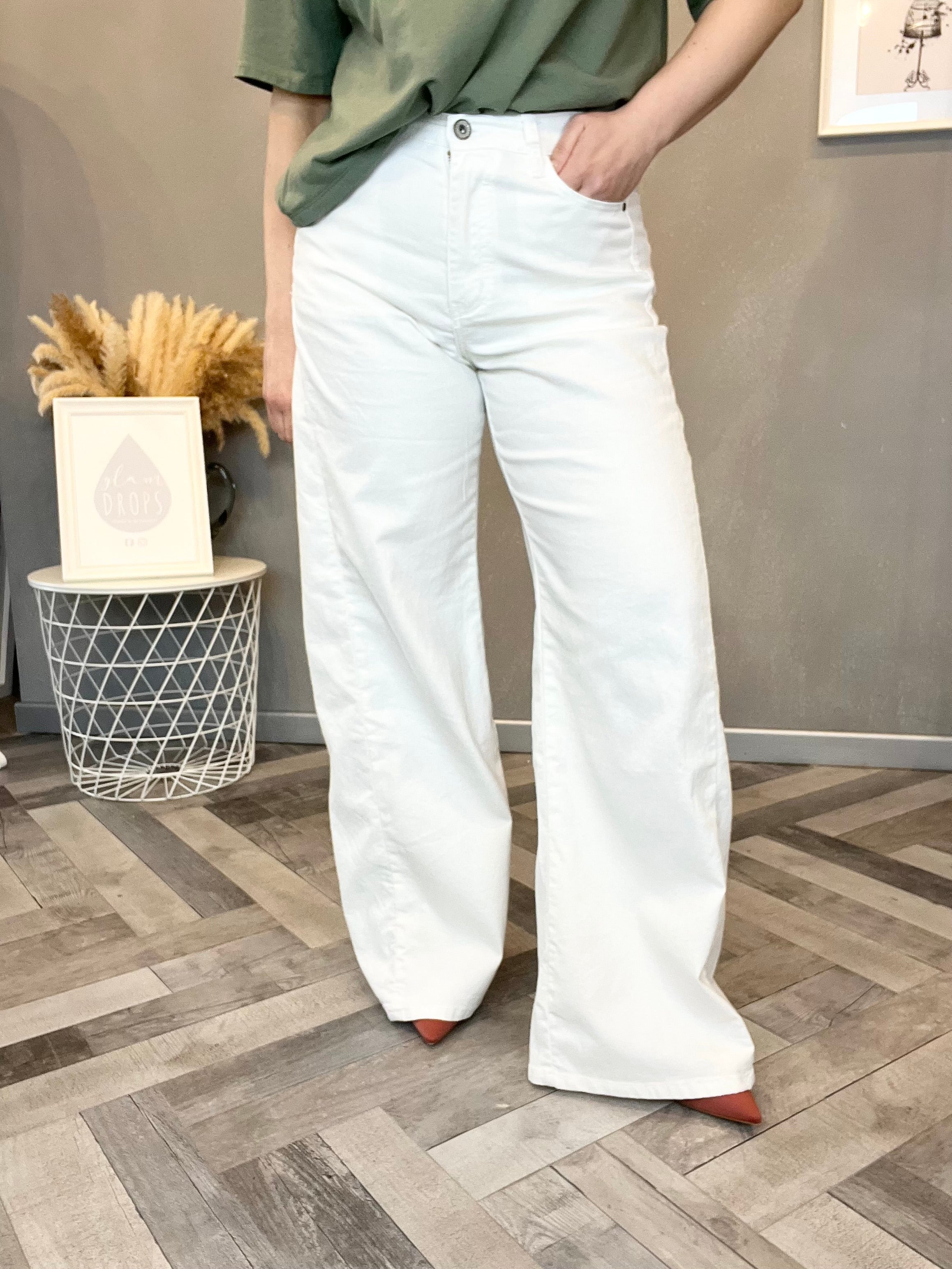 Jeans wide leg bianco
