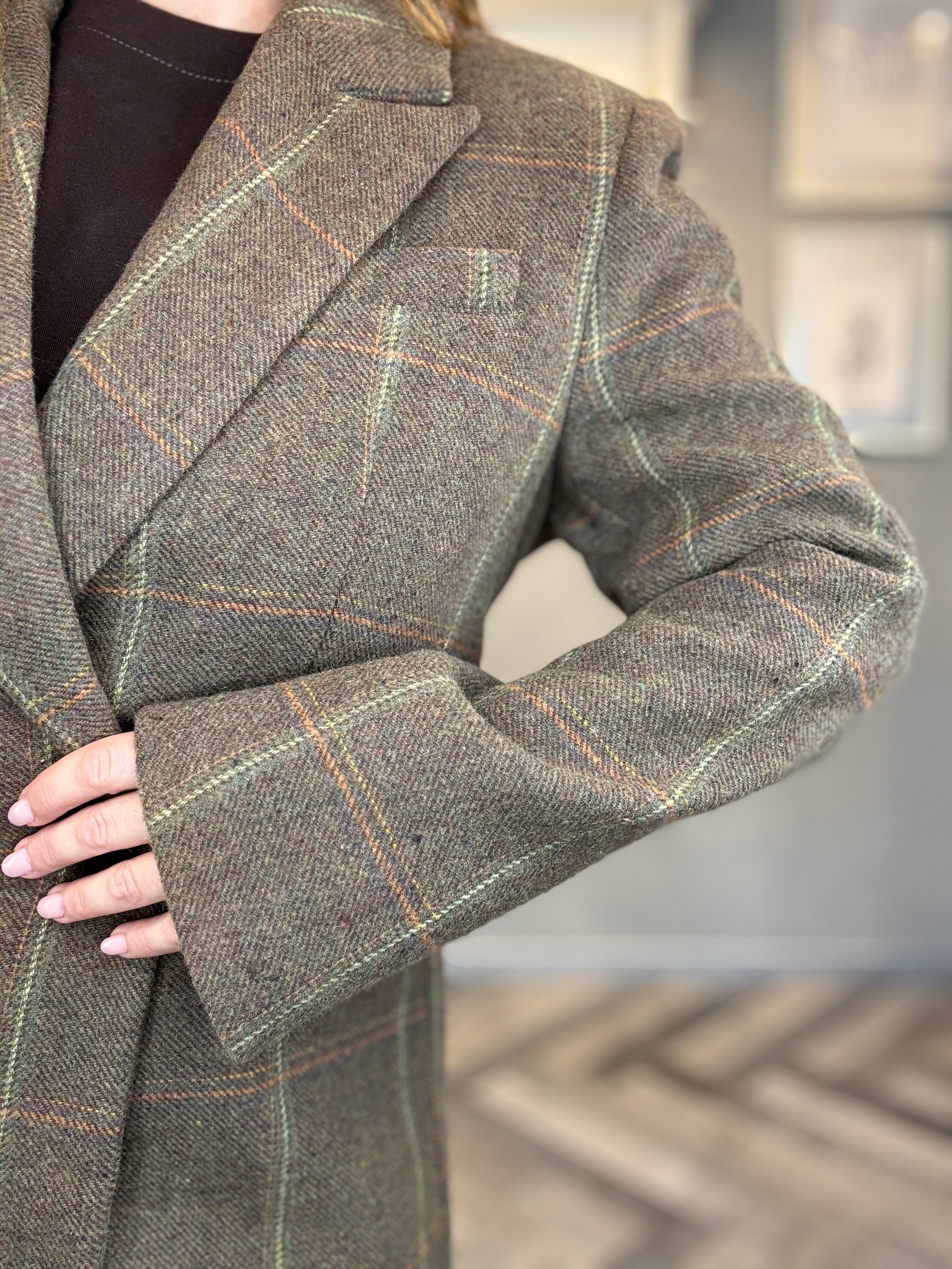 Blazer a quadri in misto lana