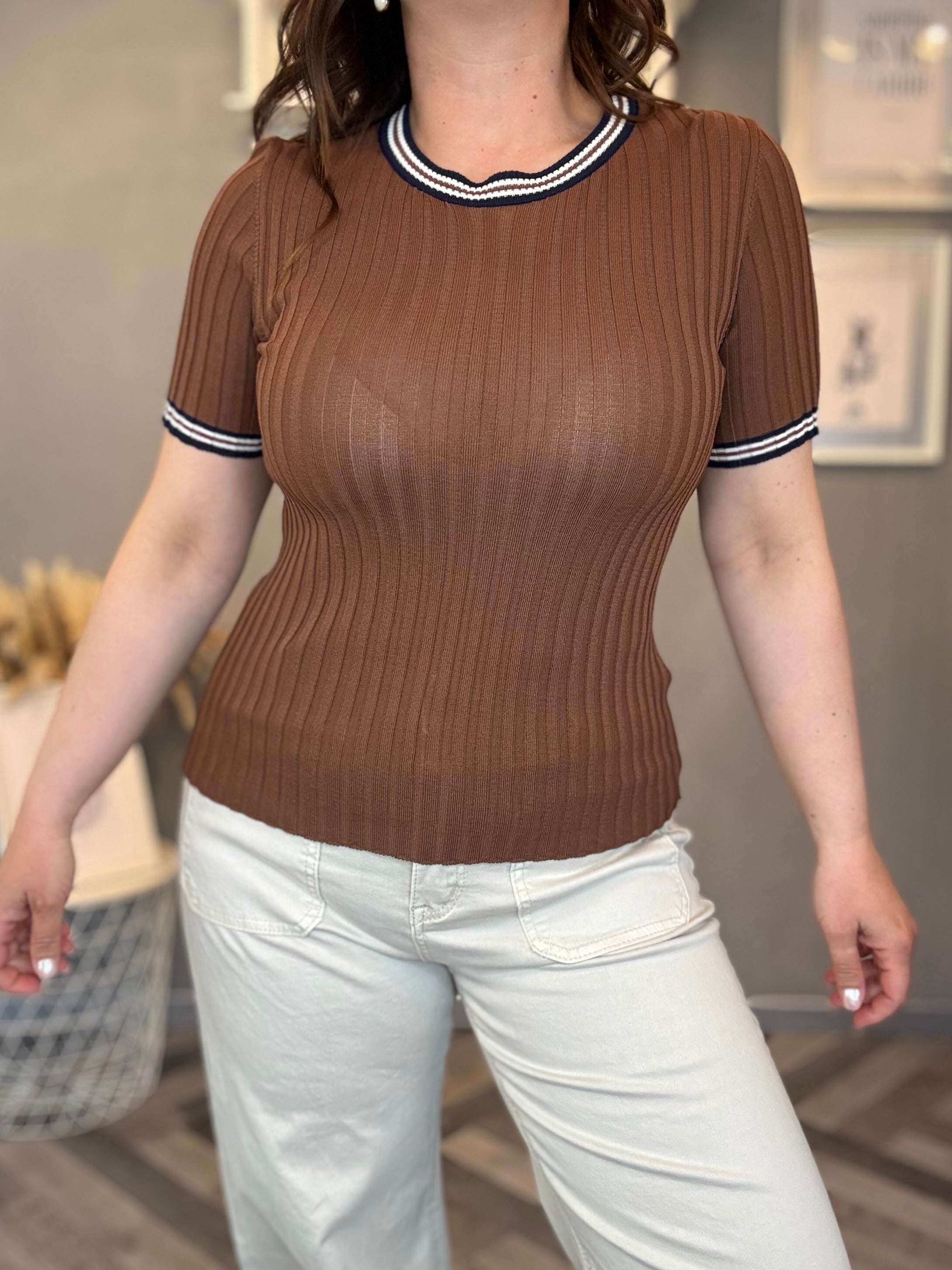 Lumina top in maglia a costine con righe