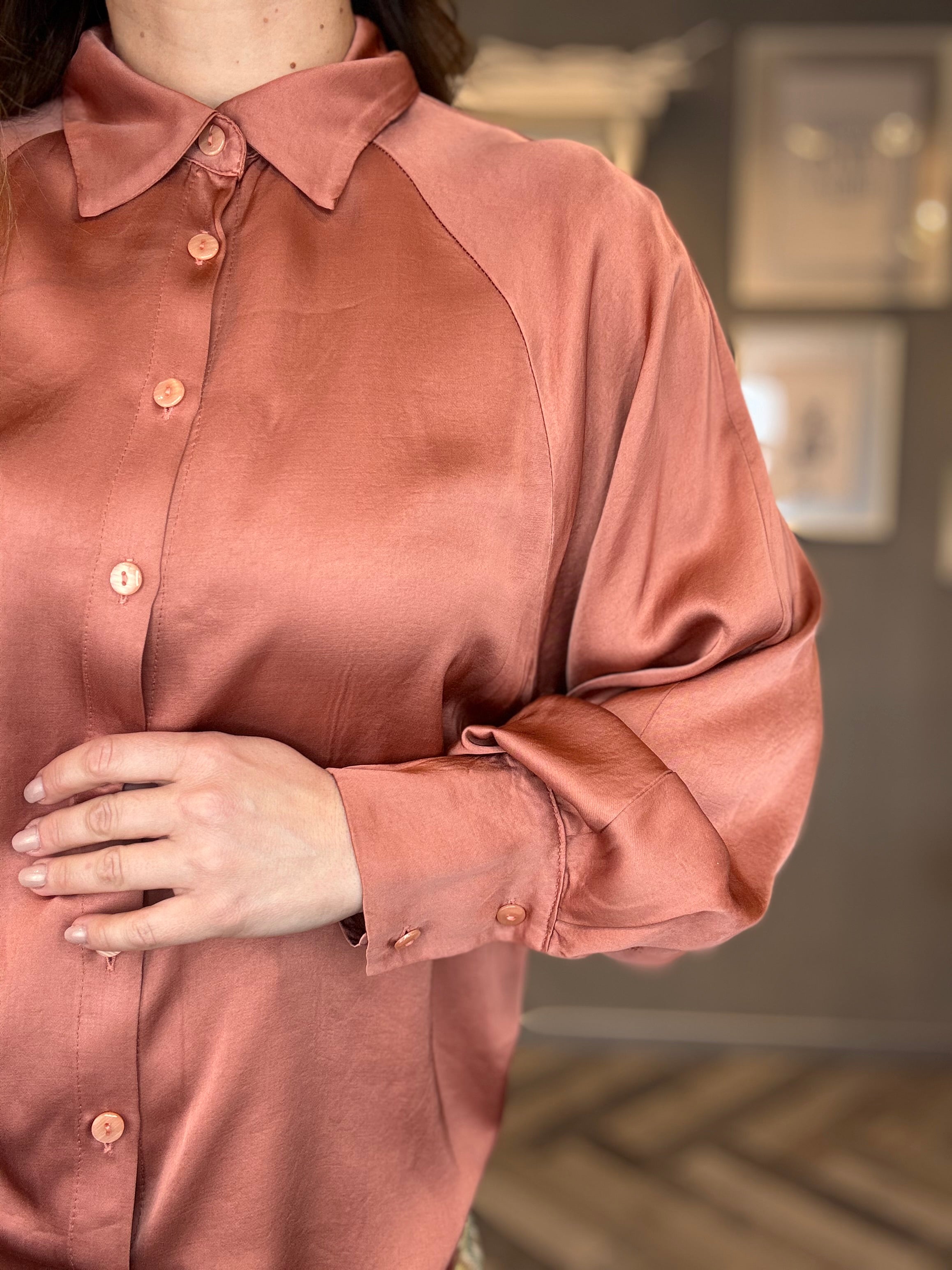 Camicia in satin soft blush