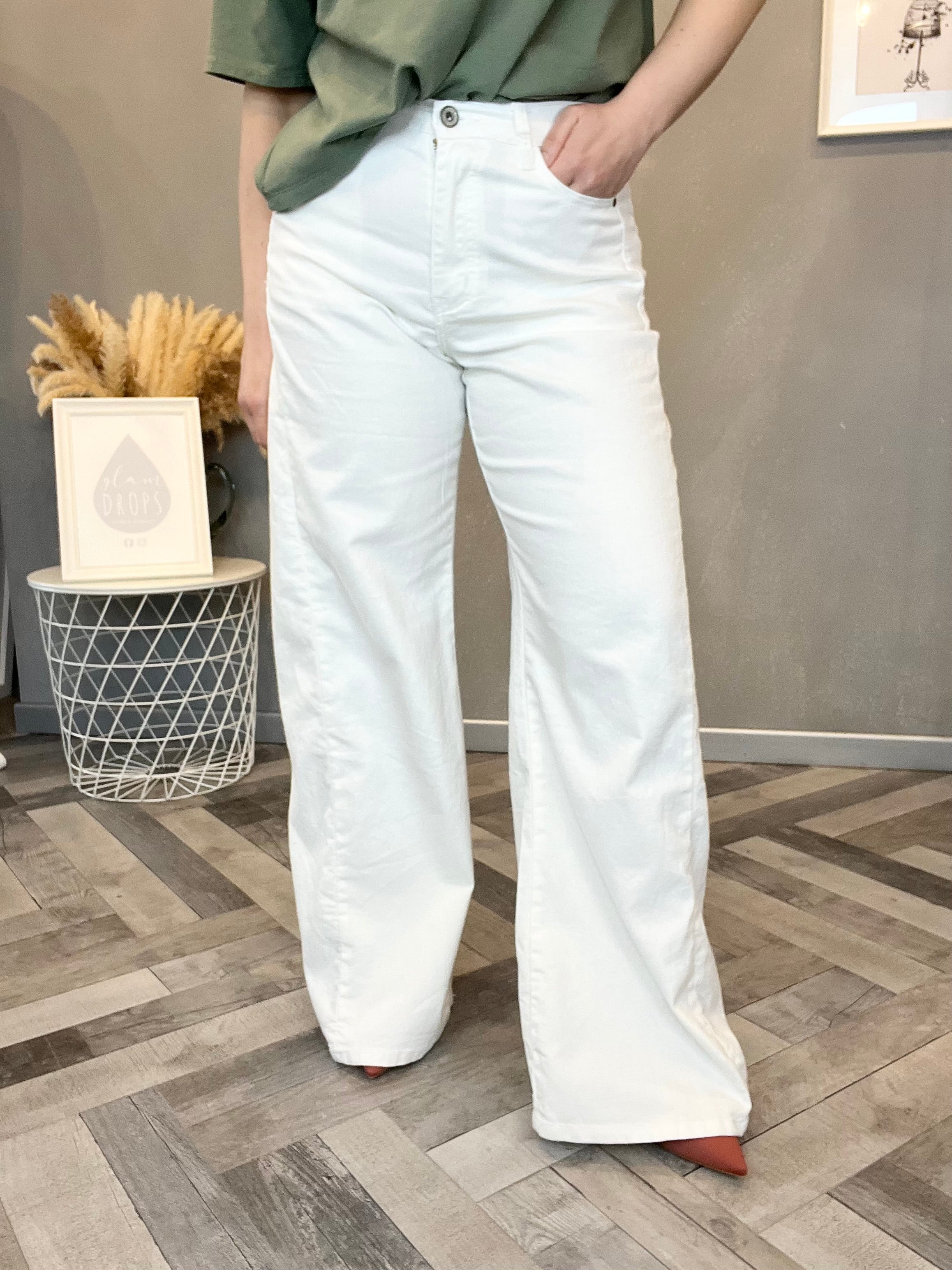 Jeans wide leg bianco