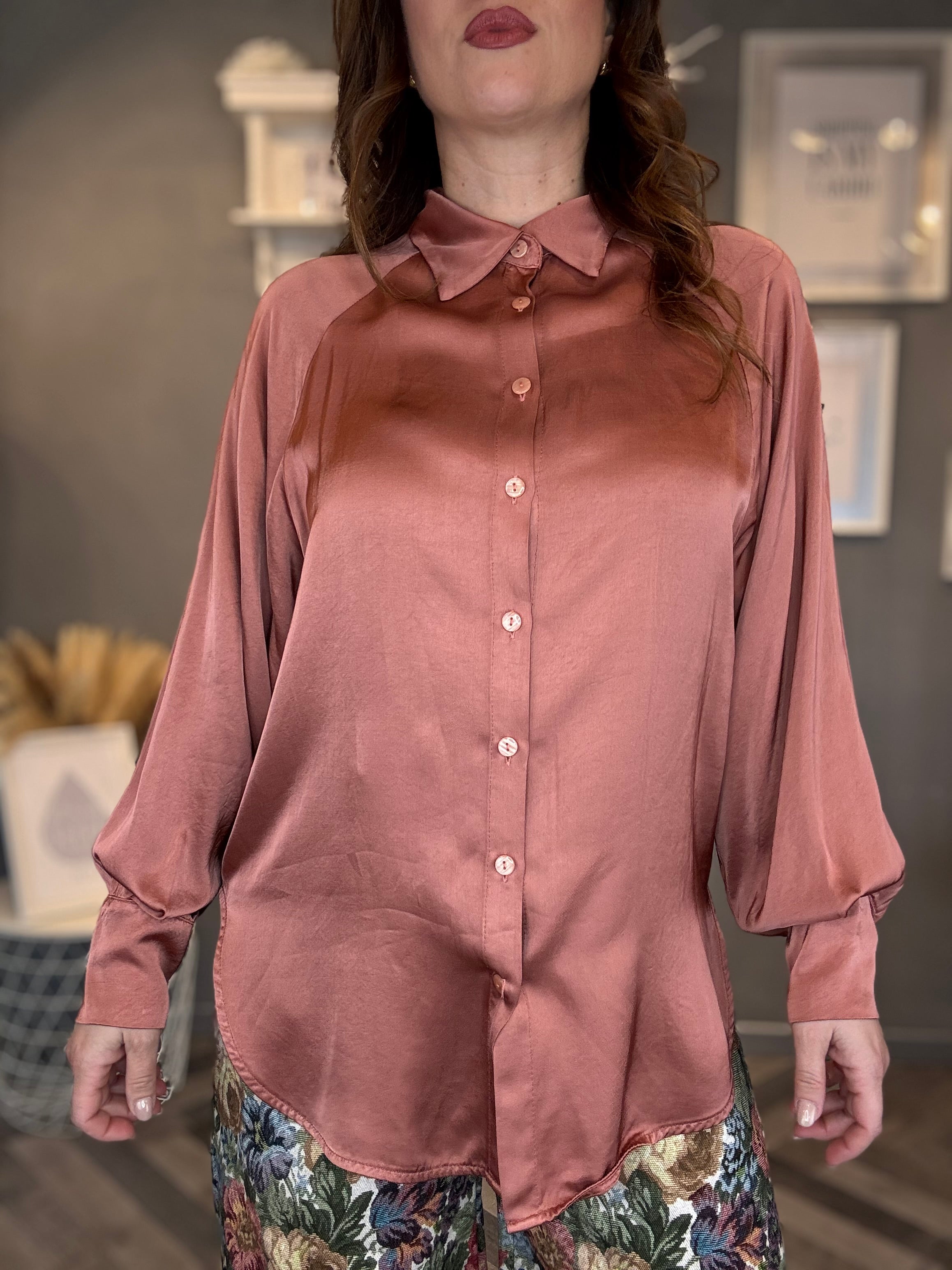 Camicia in satin soft blush
