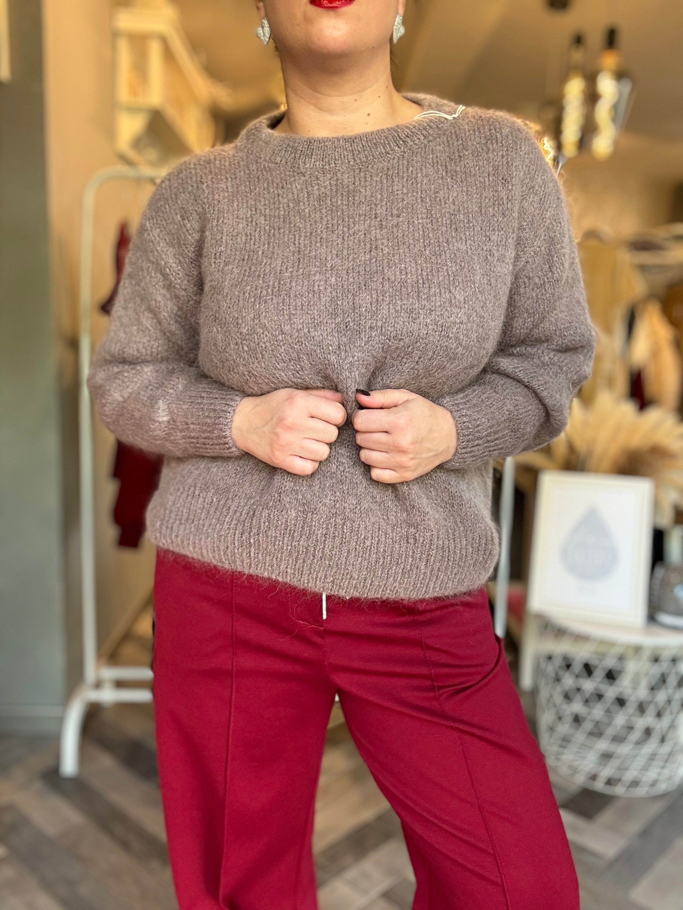 Maglione in mohair con fiocco decorativo sul retro