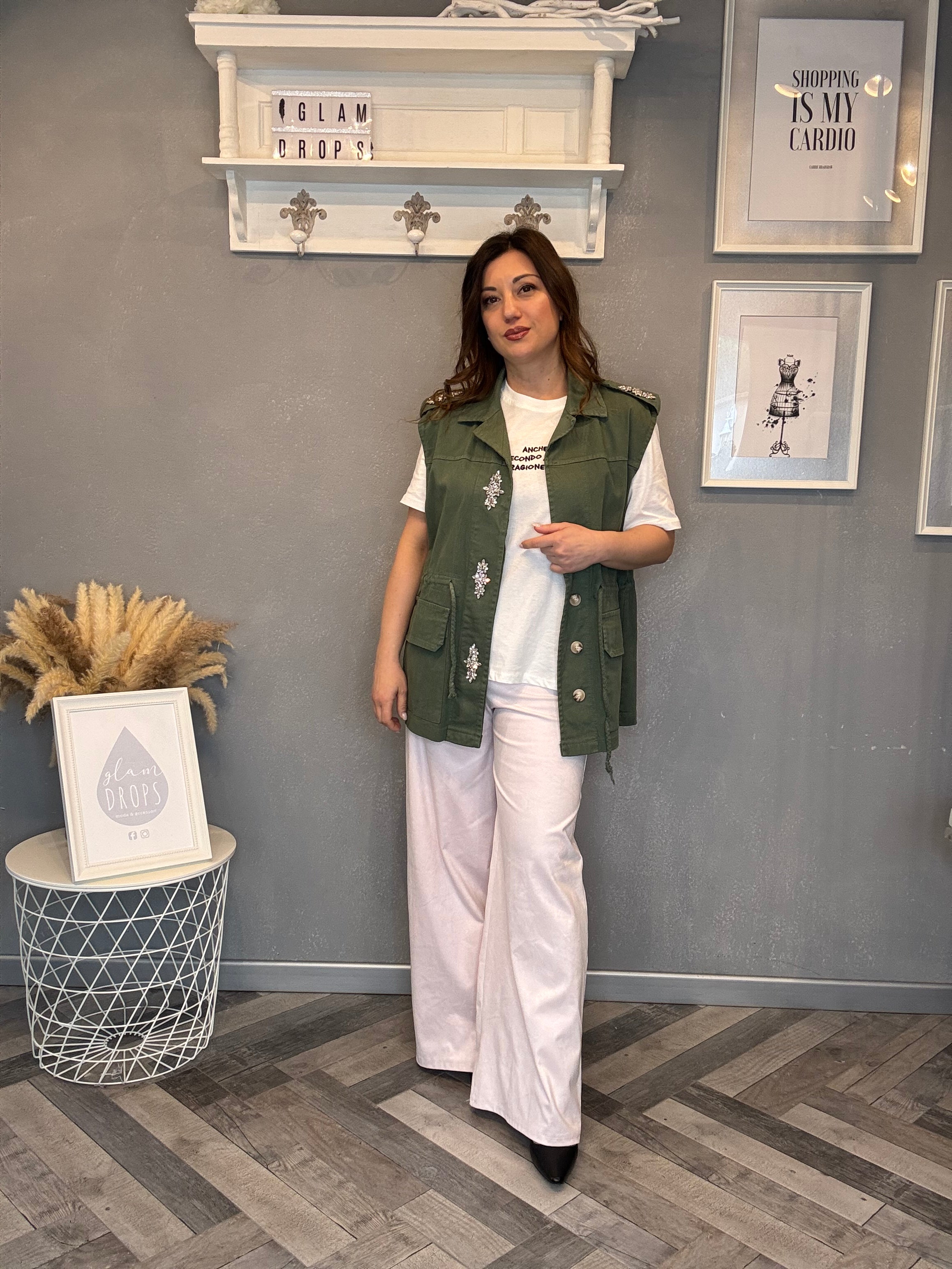 Pantalone eco suede wide rosa pastello