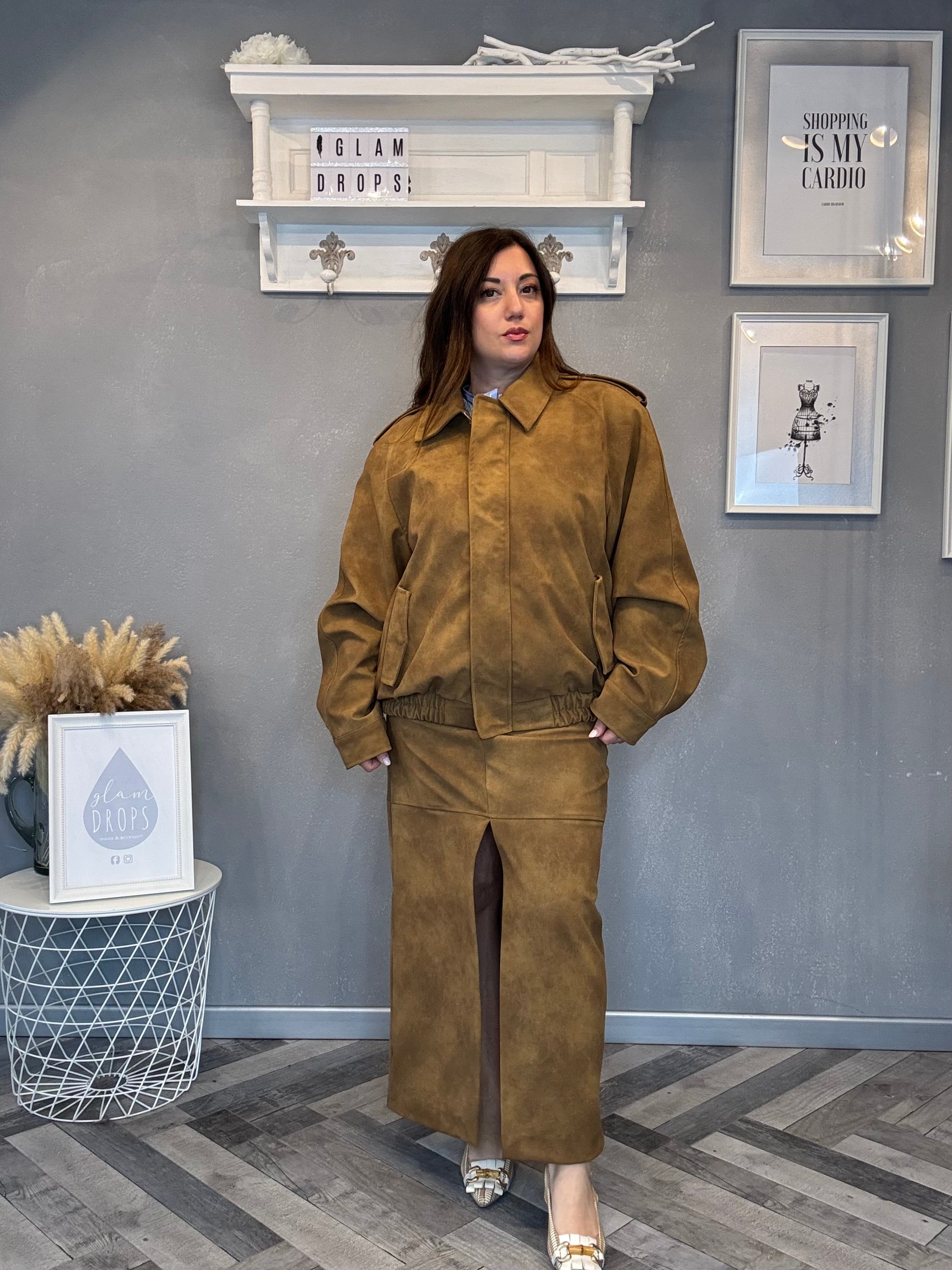 Lumina giubbino in eco suede effetto scamosciato