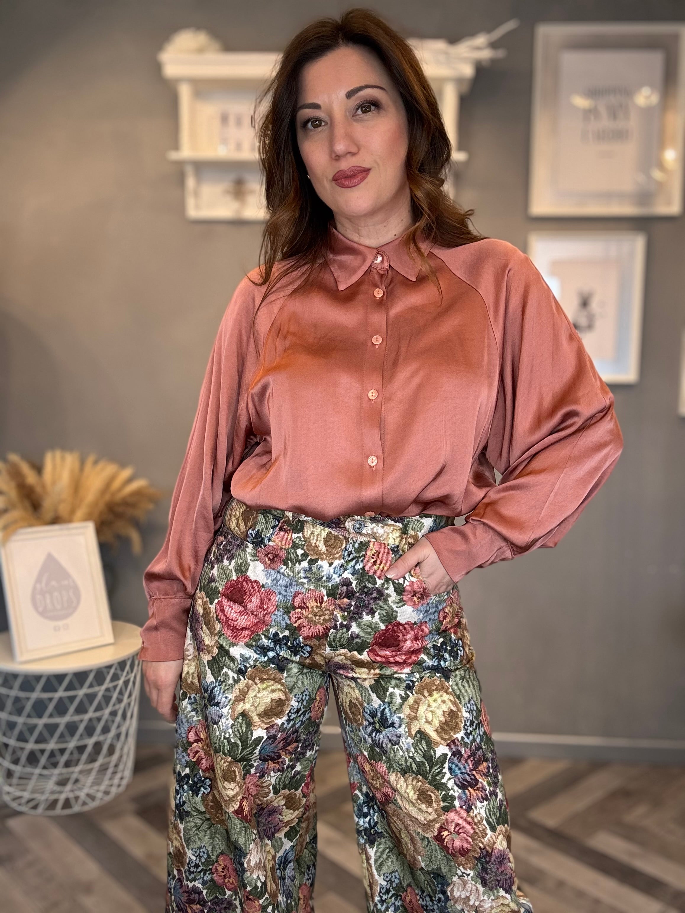 Camicia in satin soft blush