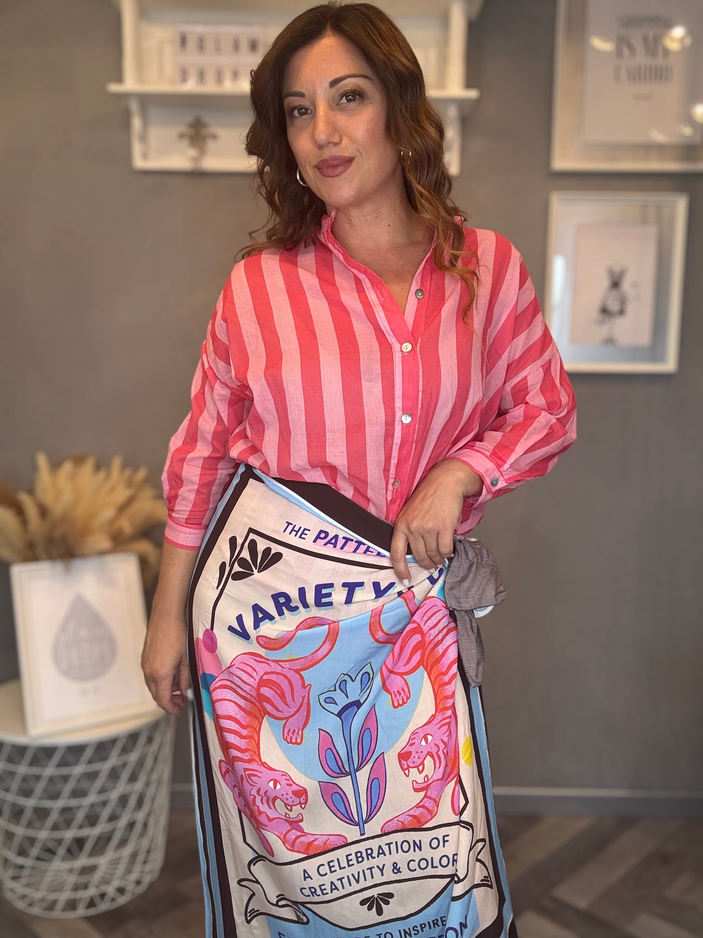 Camicia Isla Bonita righe rosa e fucsia