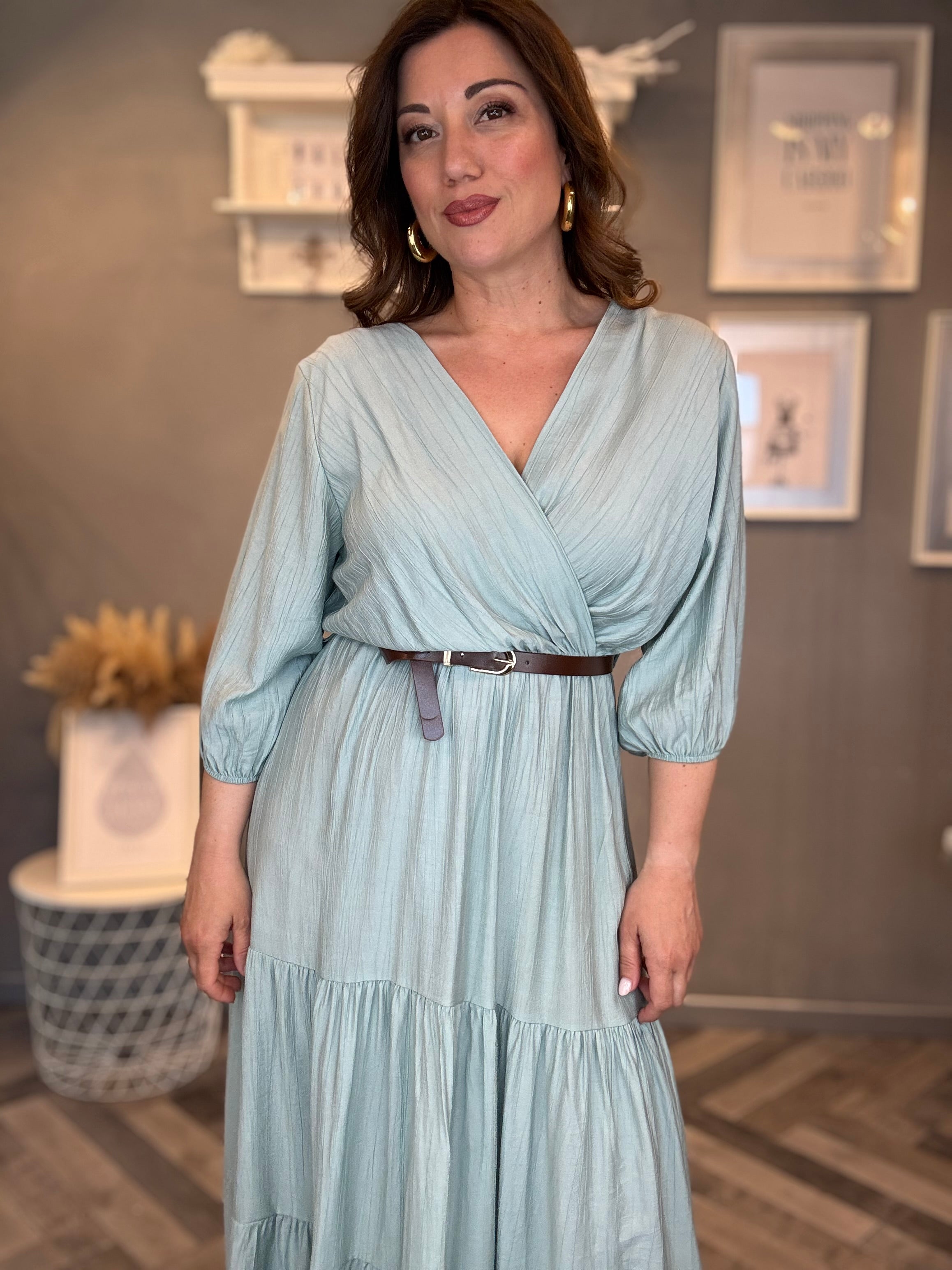 Abito Midi incrocio Soft Verde acqua