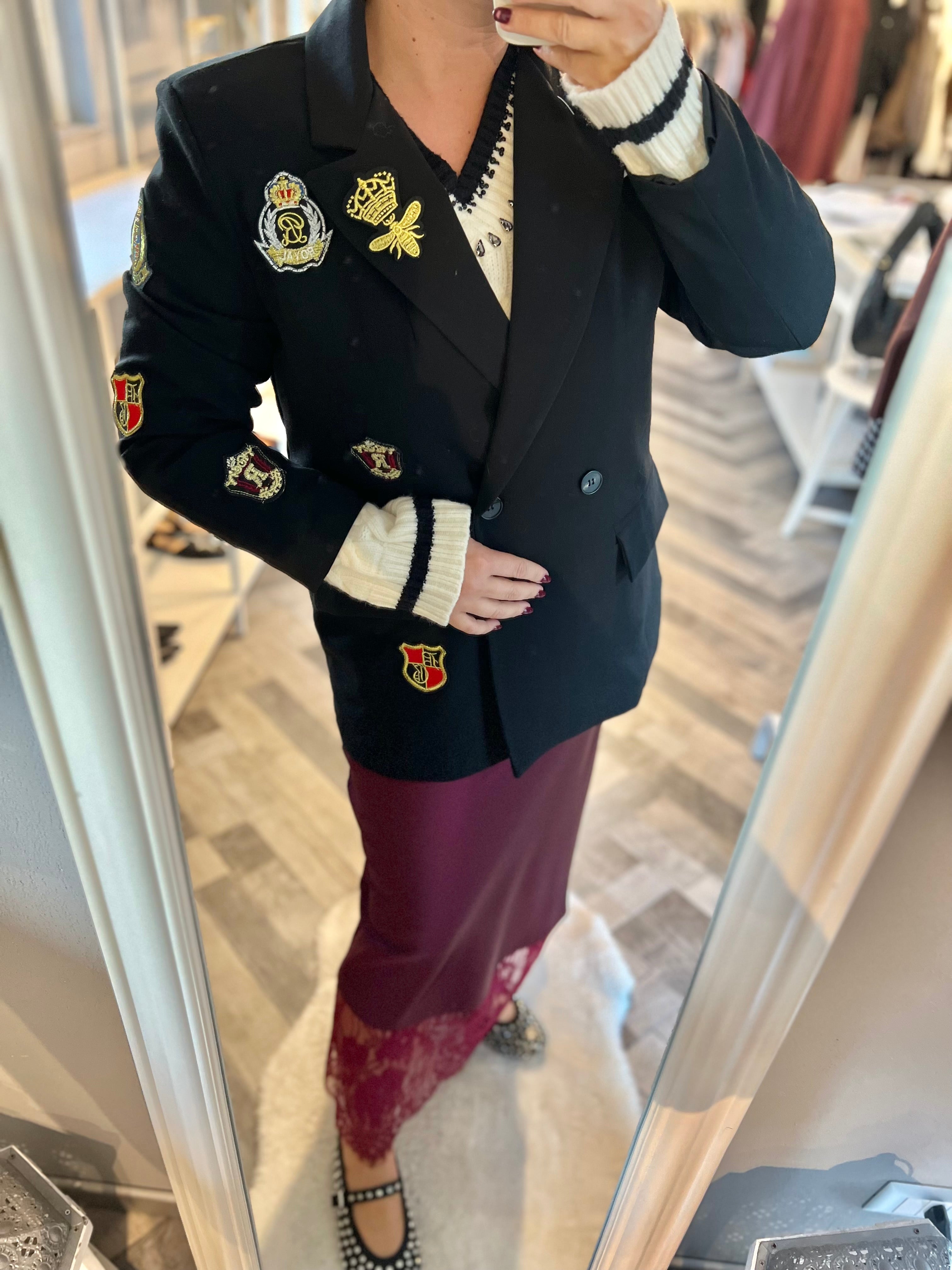 Blazer nero patch stemmi