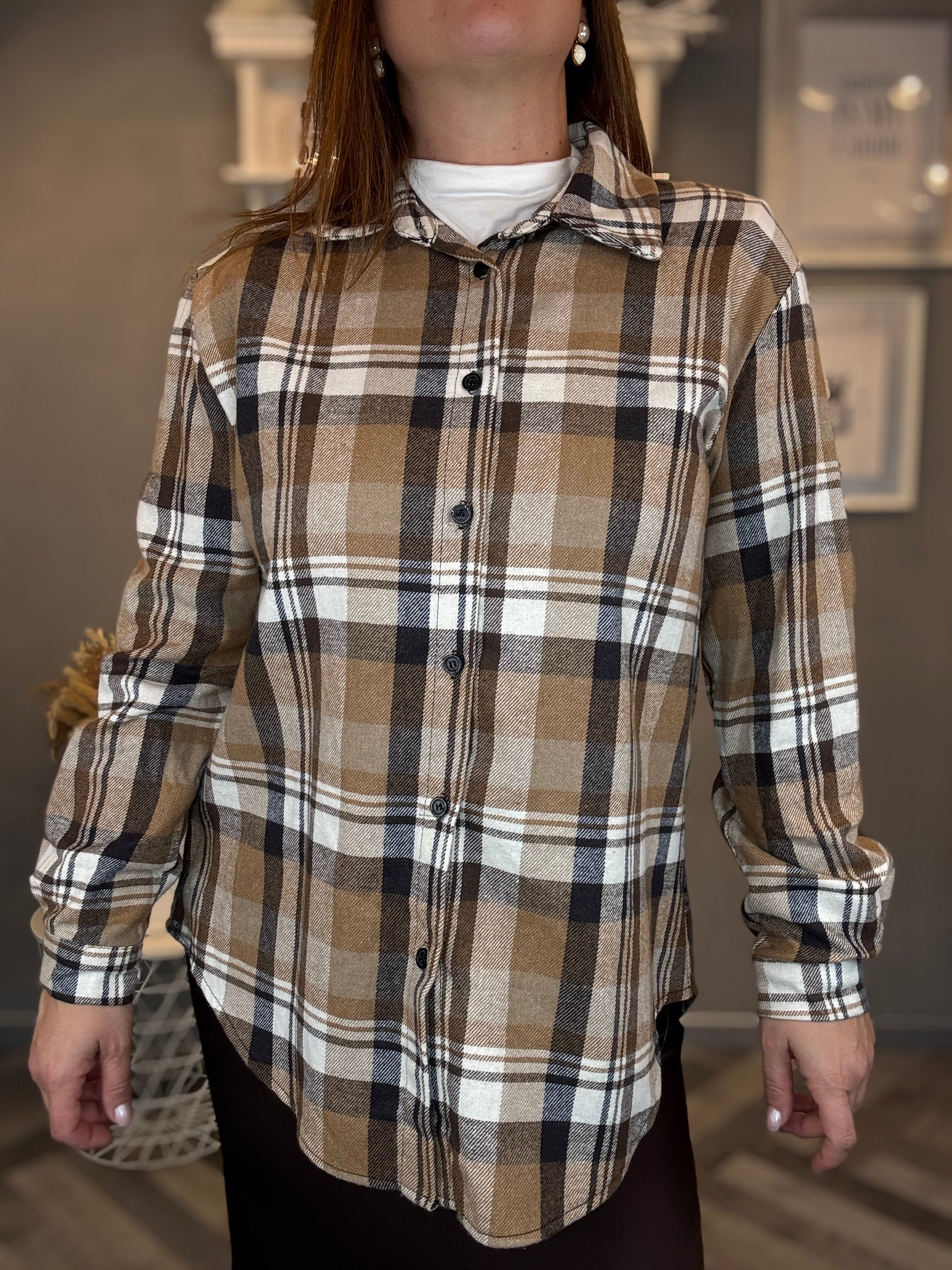Camicia flanella check camel