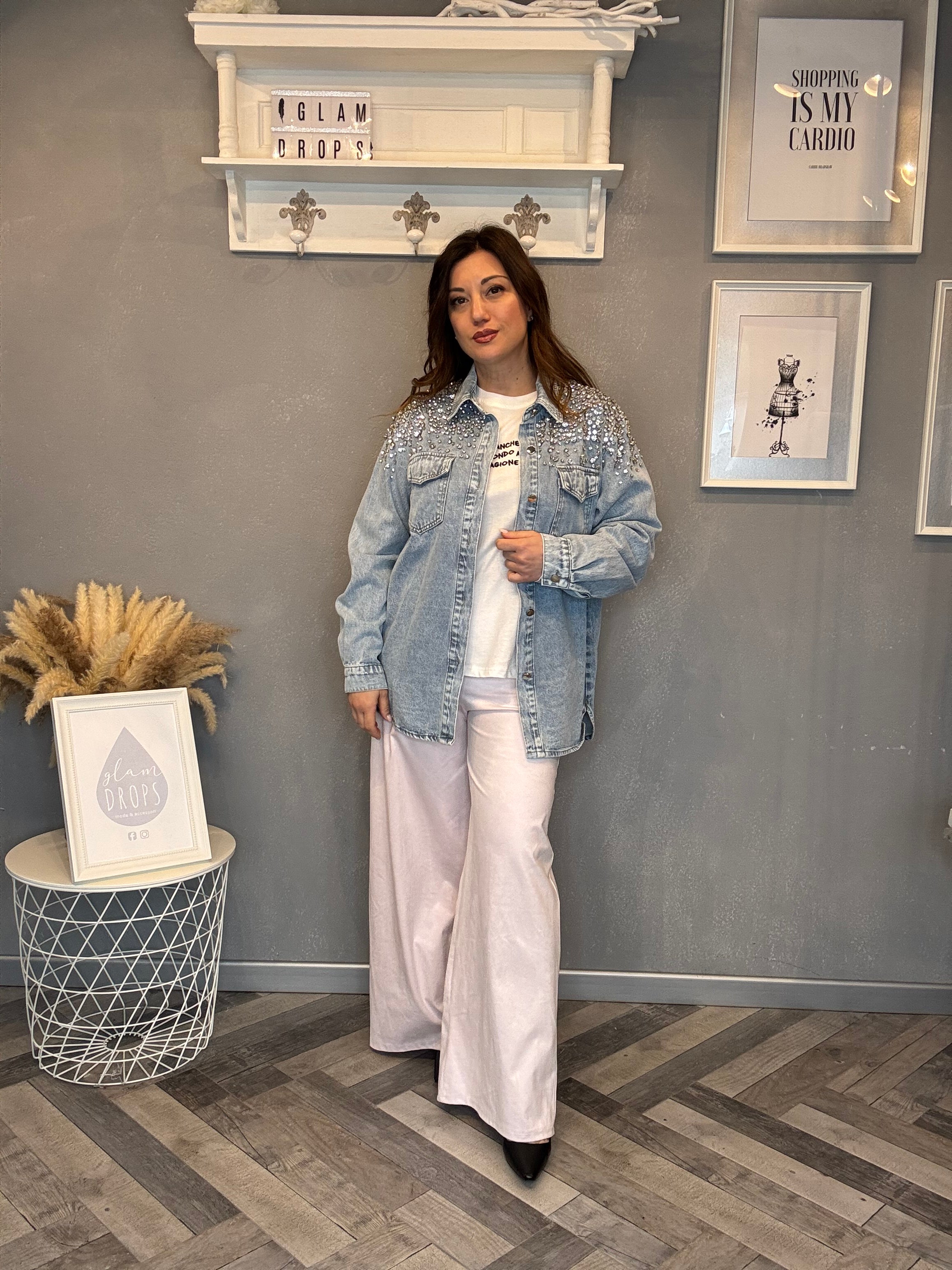 Giacca camicia in denim Diamonds