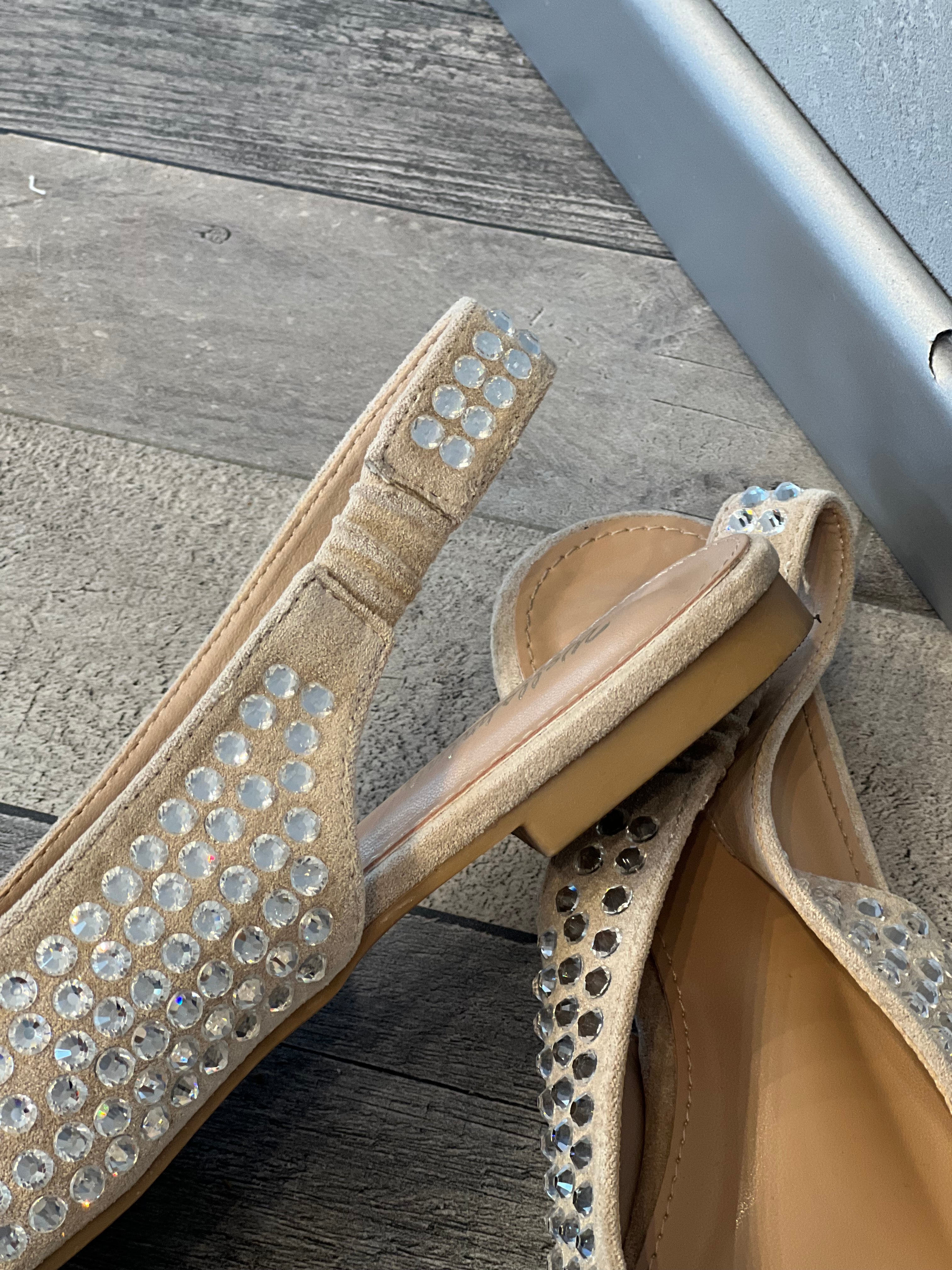Slingback nude in eco suede strass