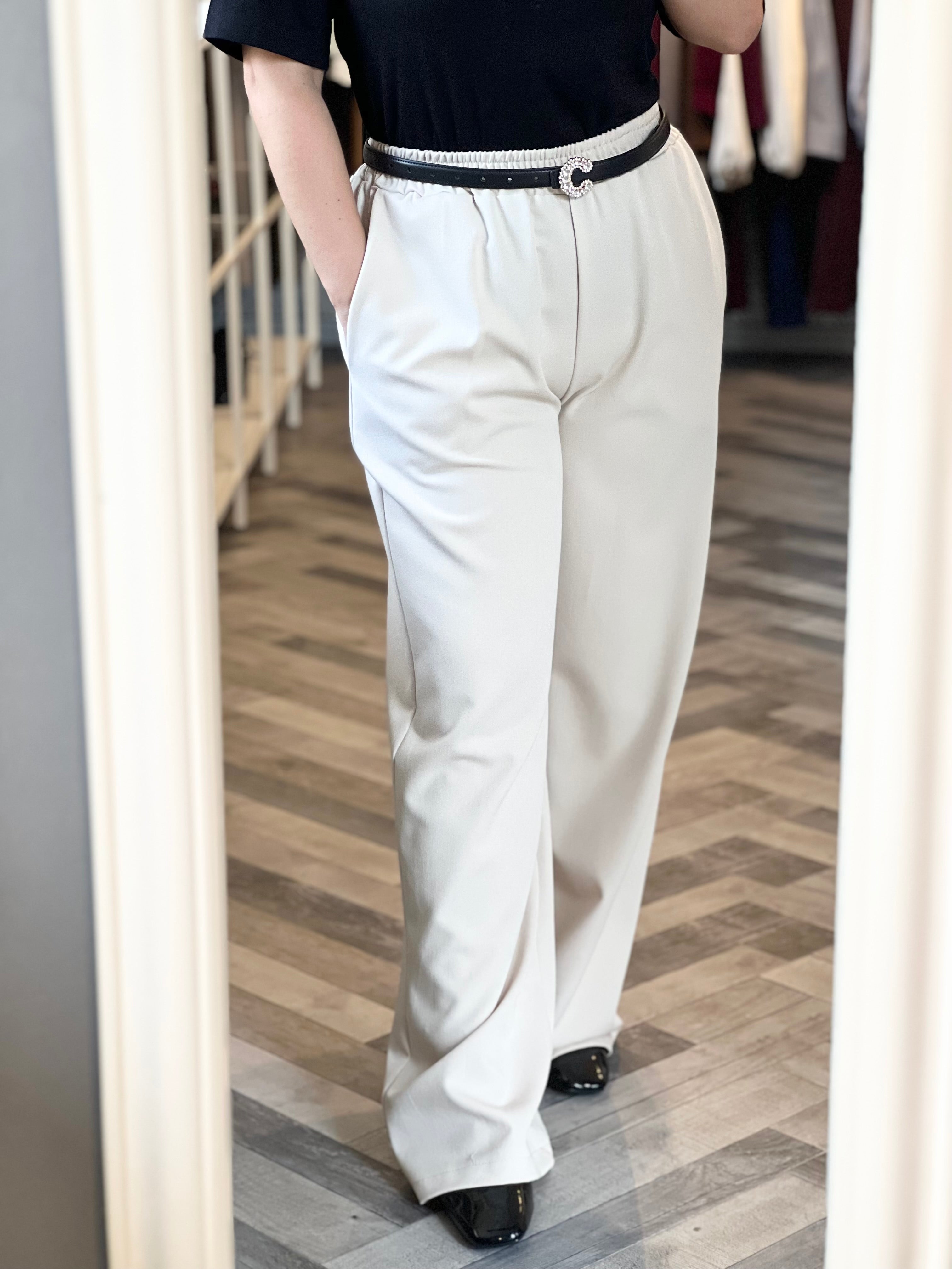 Lumina pantalone palazzo con elastico in vita