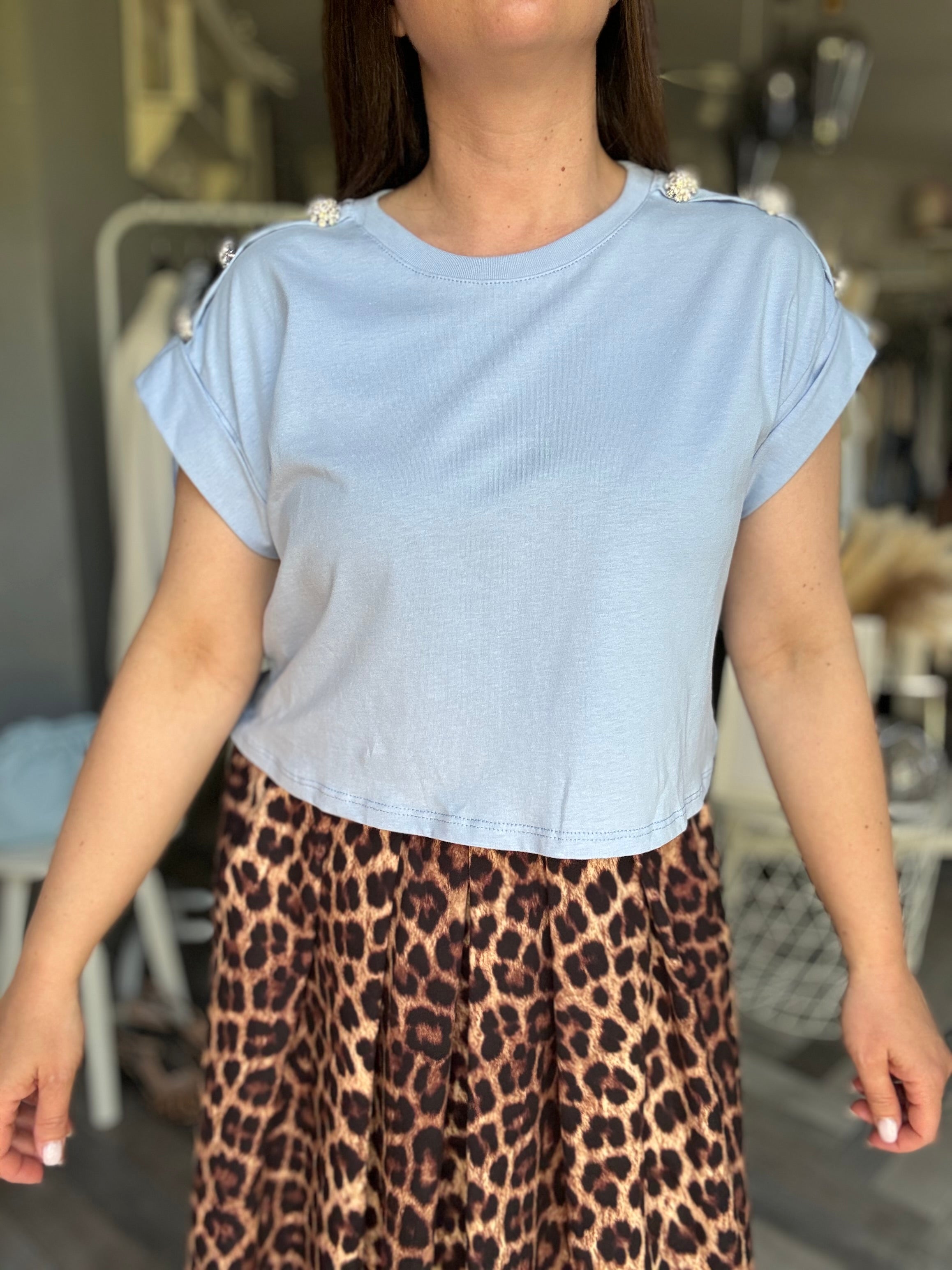 Lumina t-shirt bottoni gioiello